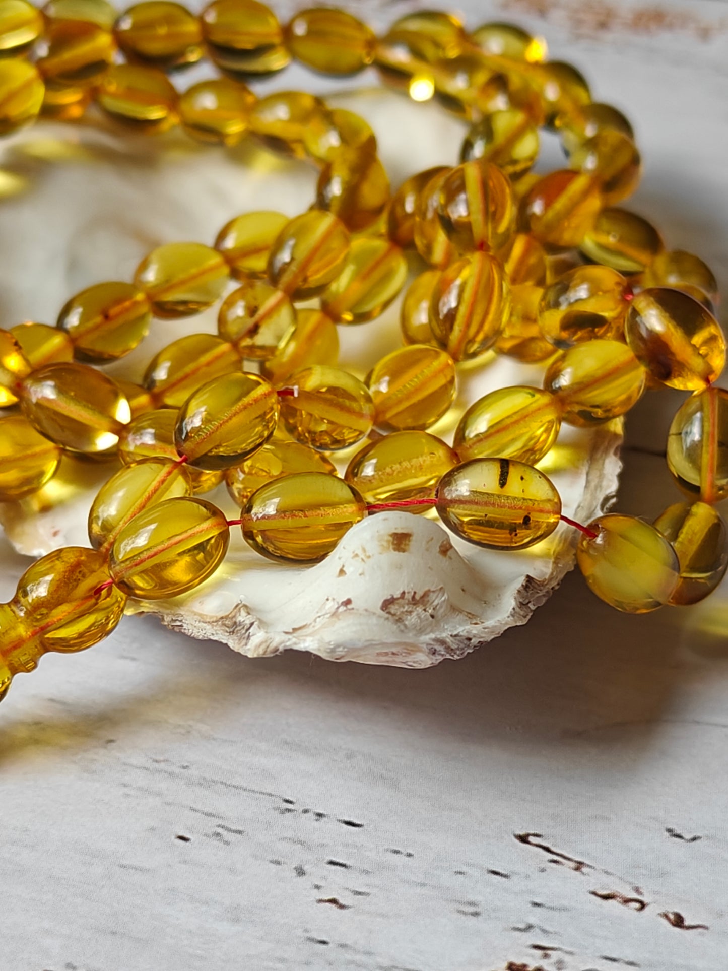 Natural Green Dominican Olive Shape Amber 99 Beads