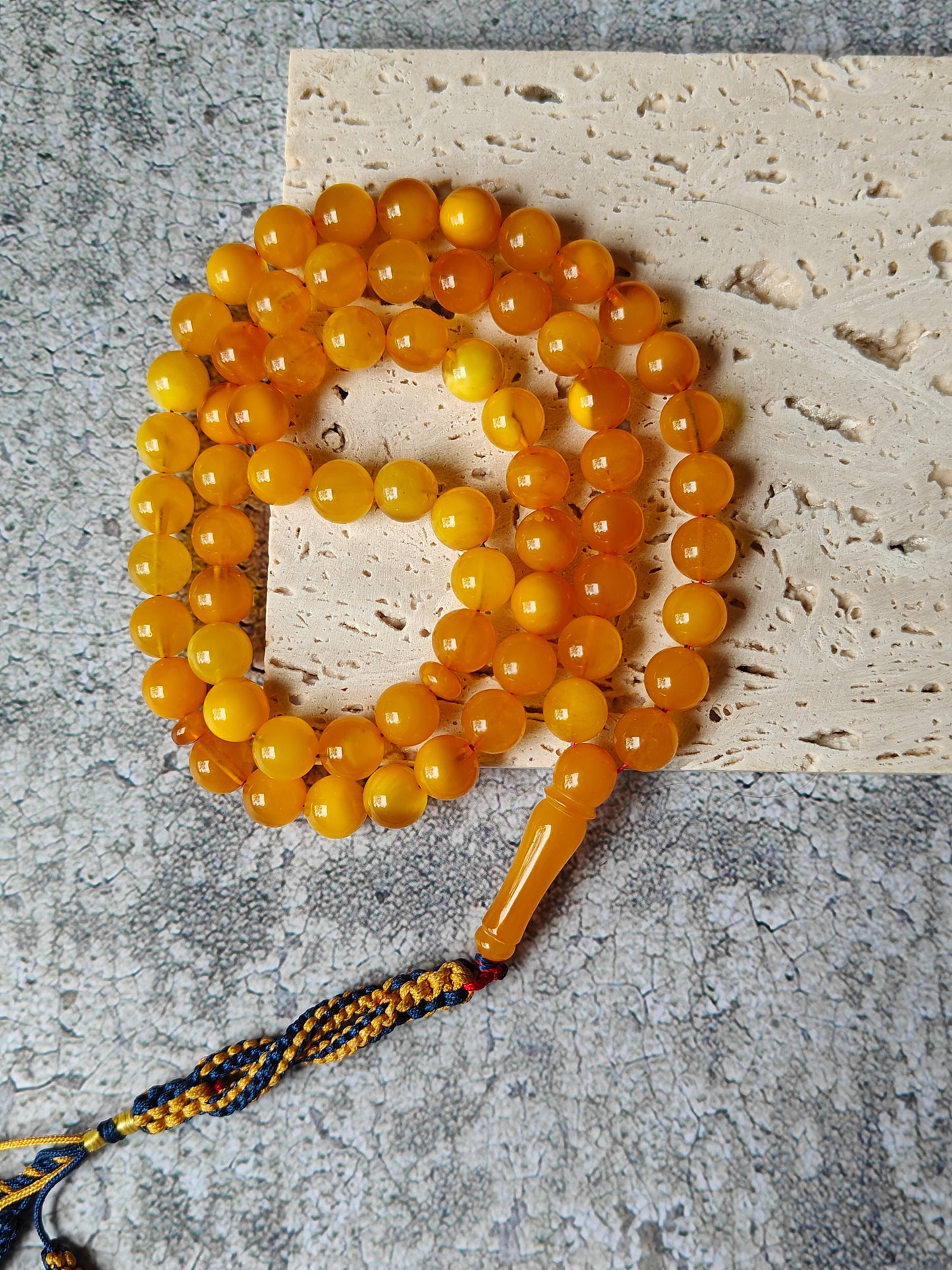 Antique Natural Aged Honey and Cloudy Amber Tasbih 66 Beads