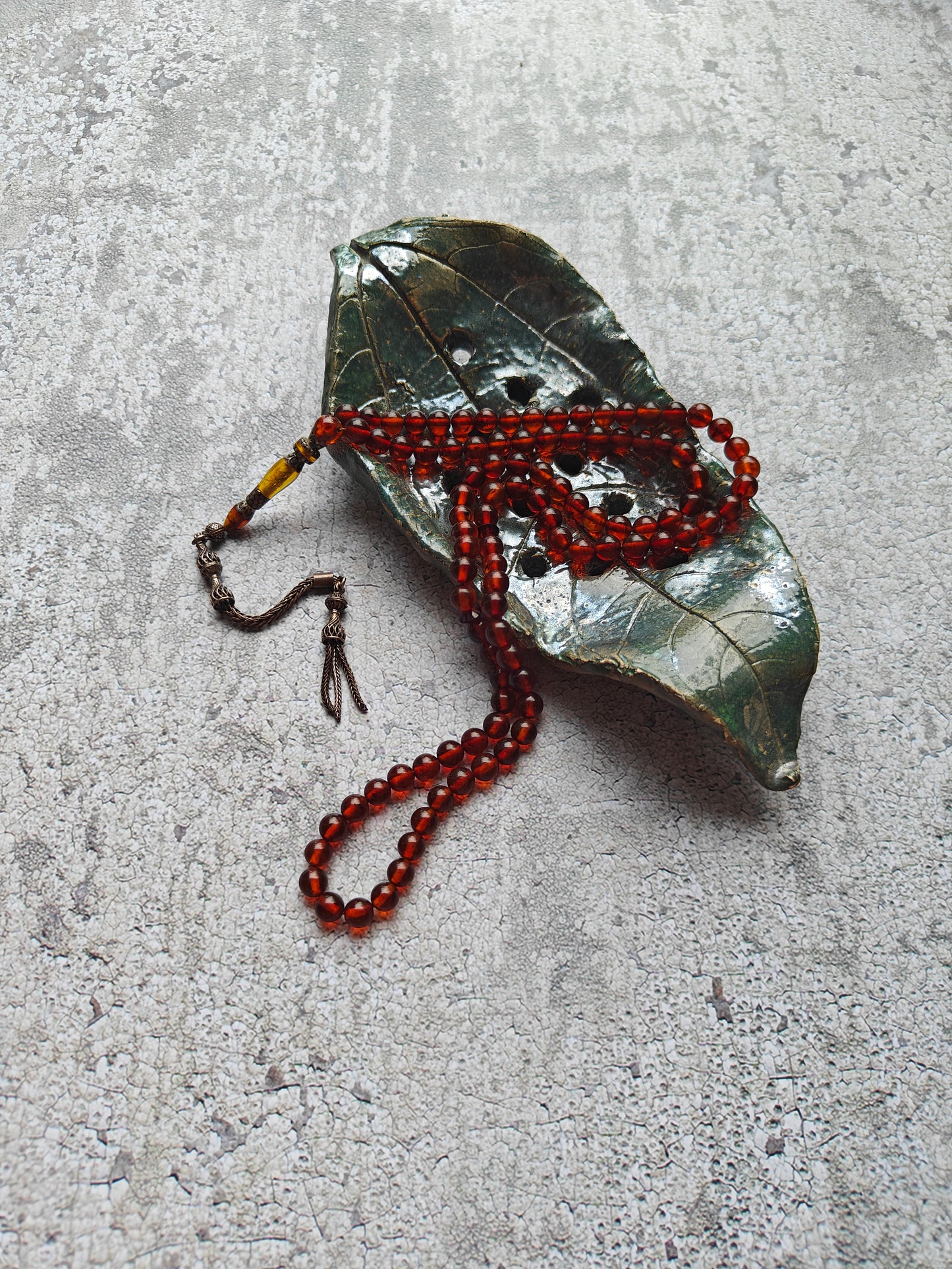 Antique Collectible Kaliningrad Cognac Amber Tasbih – 99 Beads