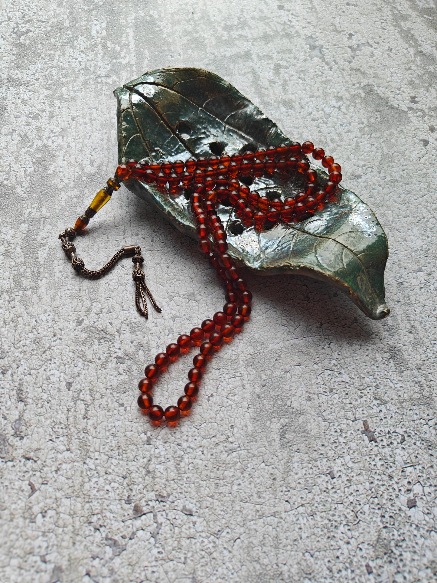 Antique Collectible Kaliningrad Cognac Amber Tasbih – 99 Beads