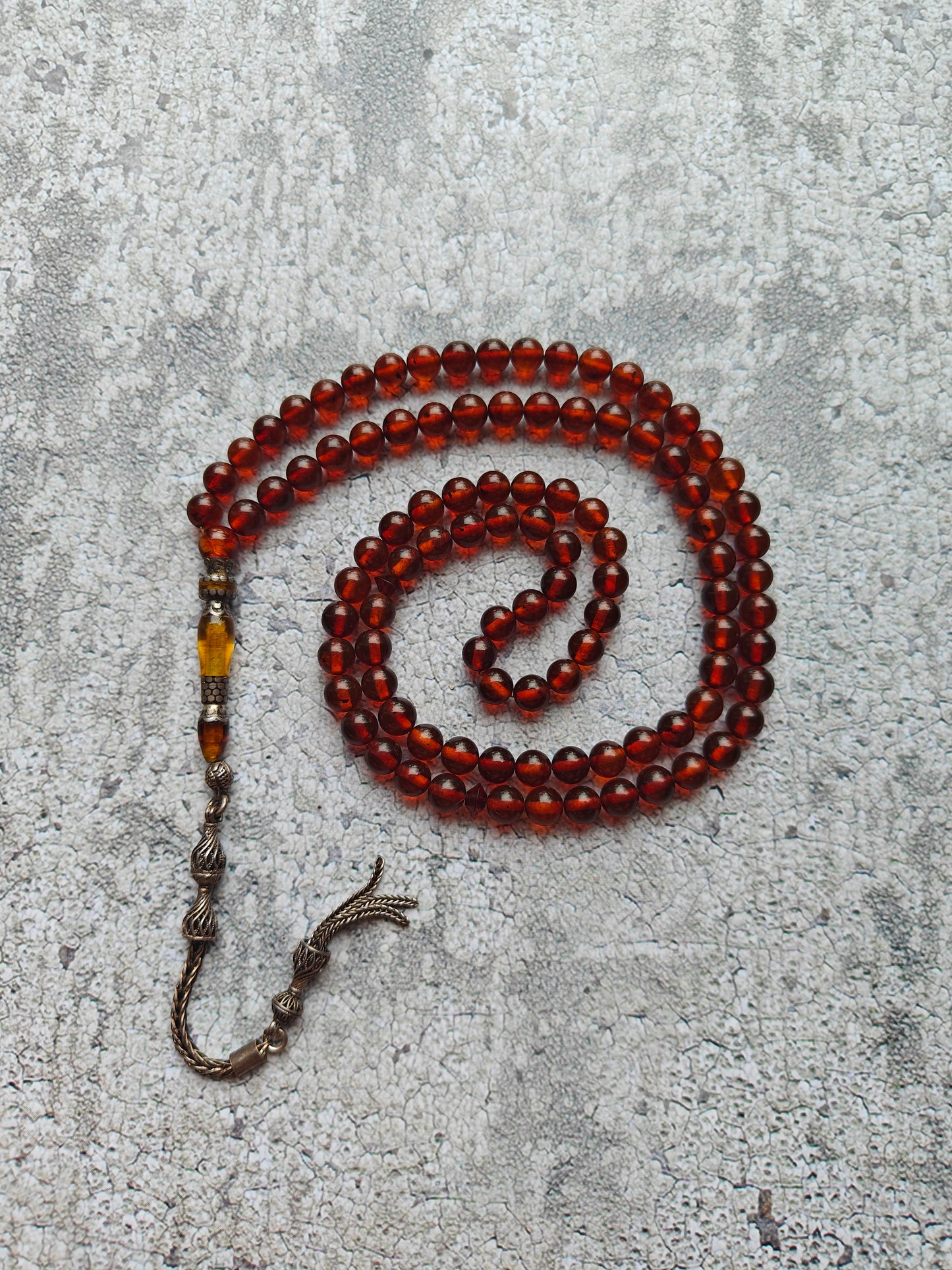 Antique Collectible Kaliningrad Cognac Amber Tasbih – 99 Beads