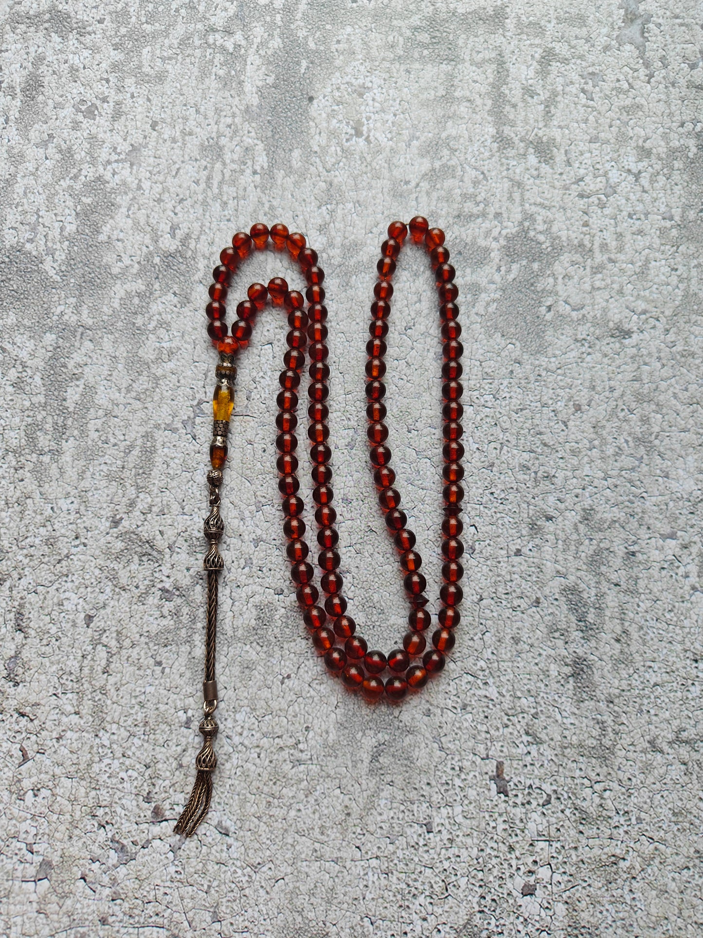 Antique Collectible Kaliningrad Cognac Amber Tasbih – 99 Beads