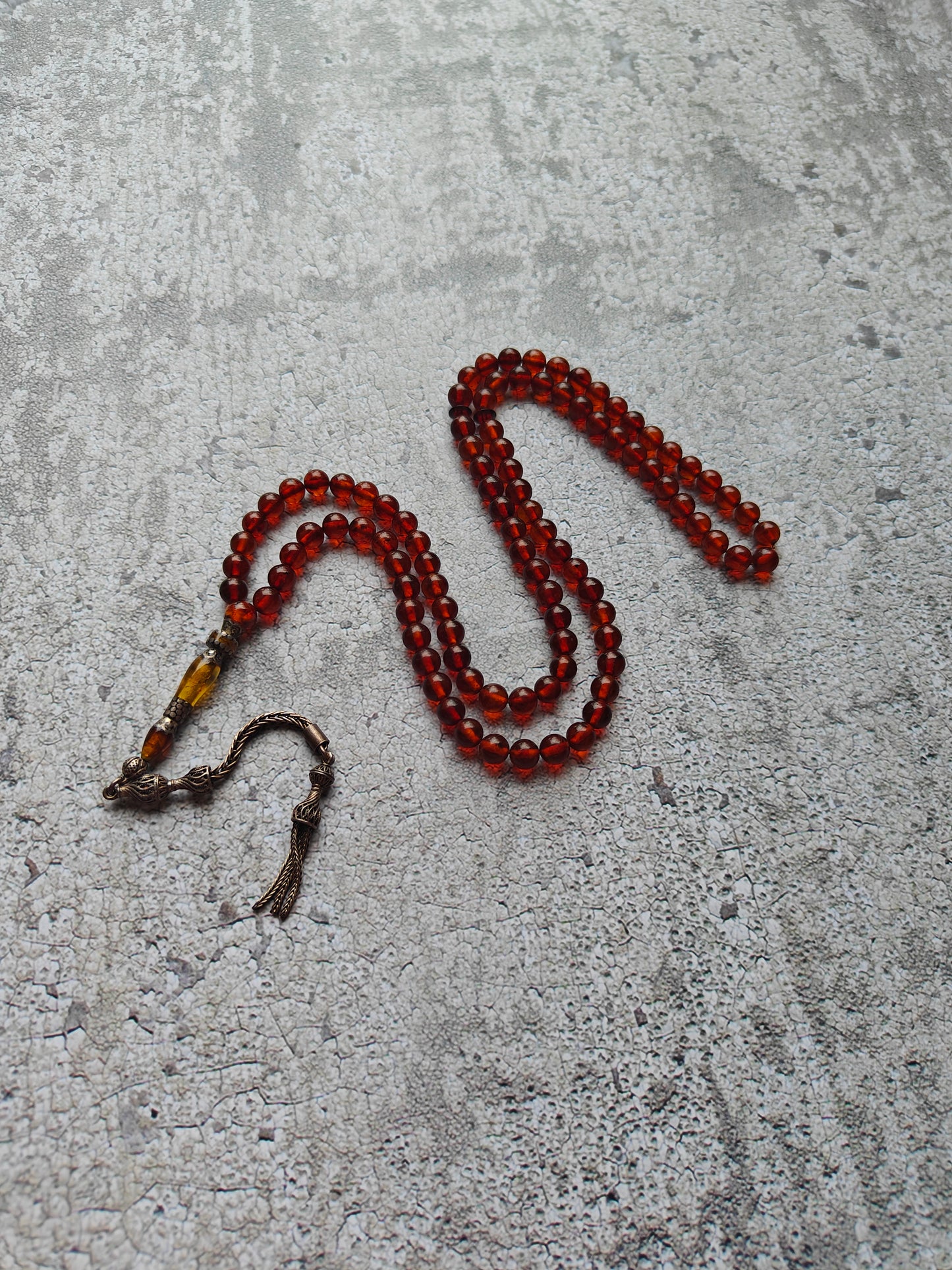 Antique Collectible Kaliningrad Cognac Amber Tasbih – 99 Beads