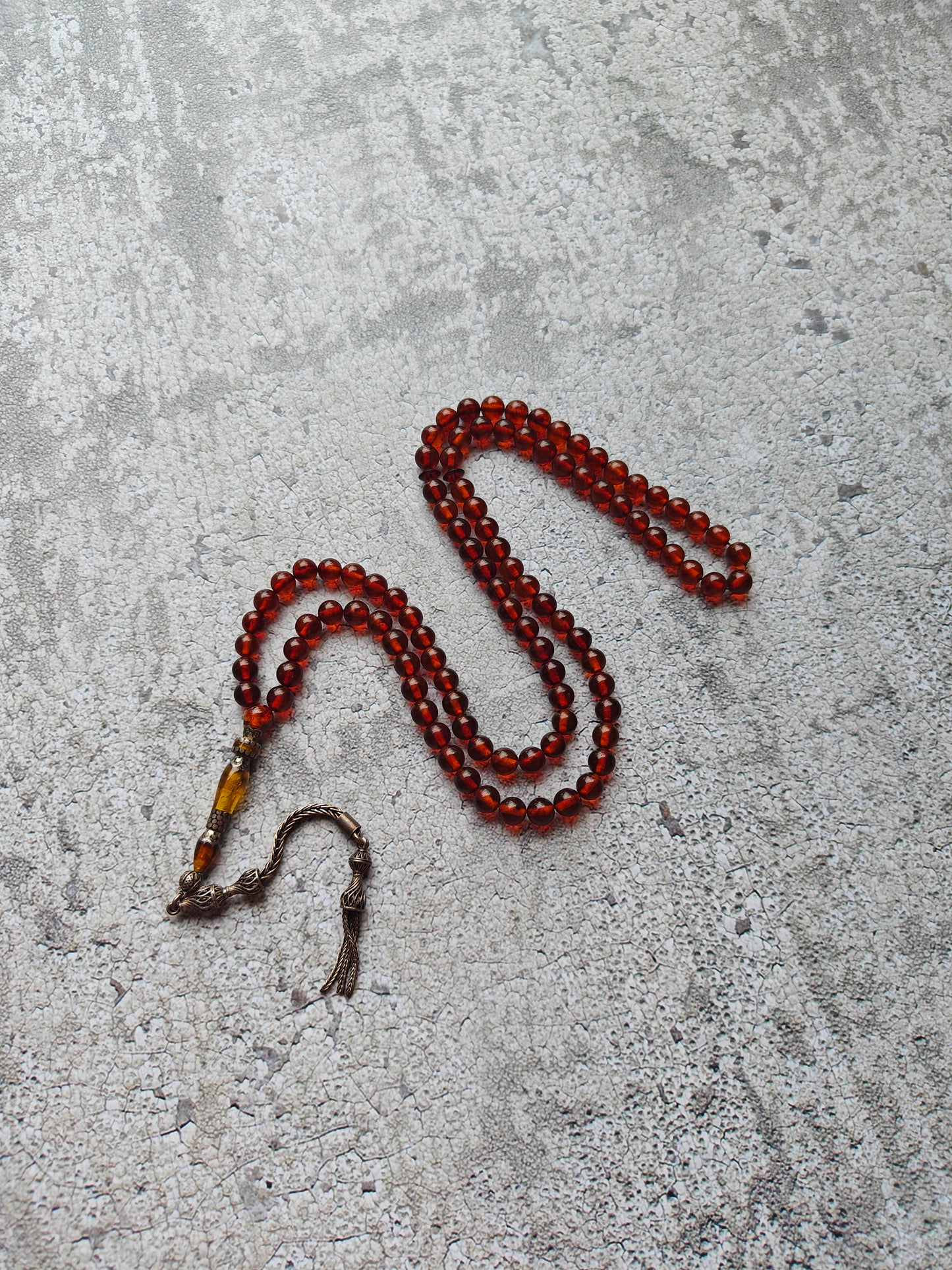 Antique Collectible Kaliningrad Cognac Amber Tasbih – 99 Beads