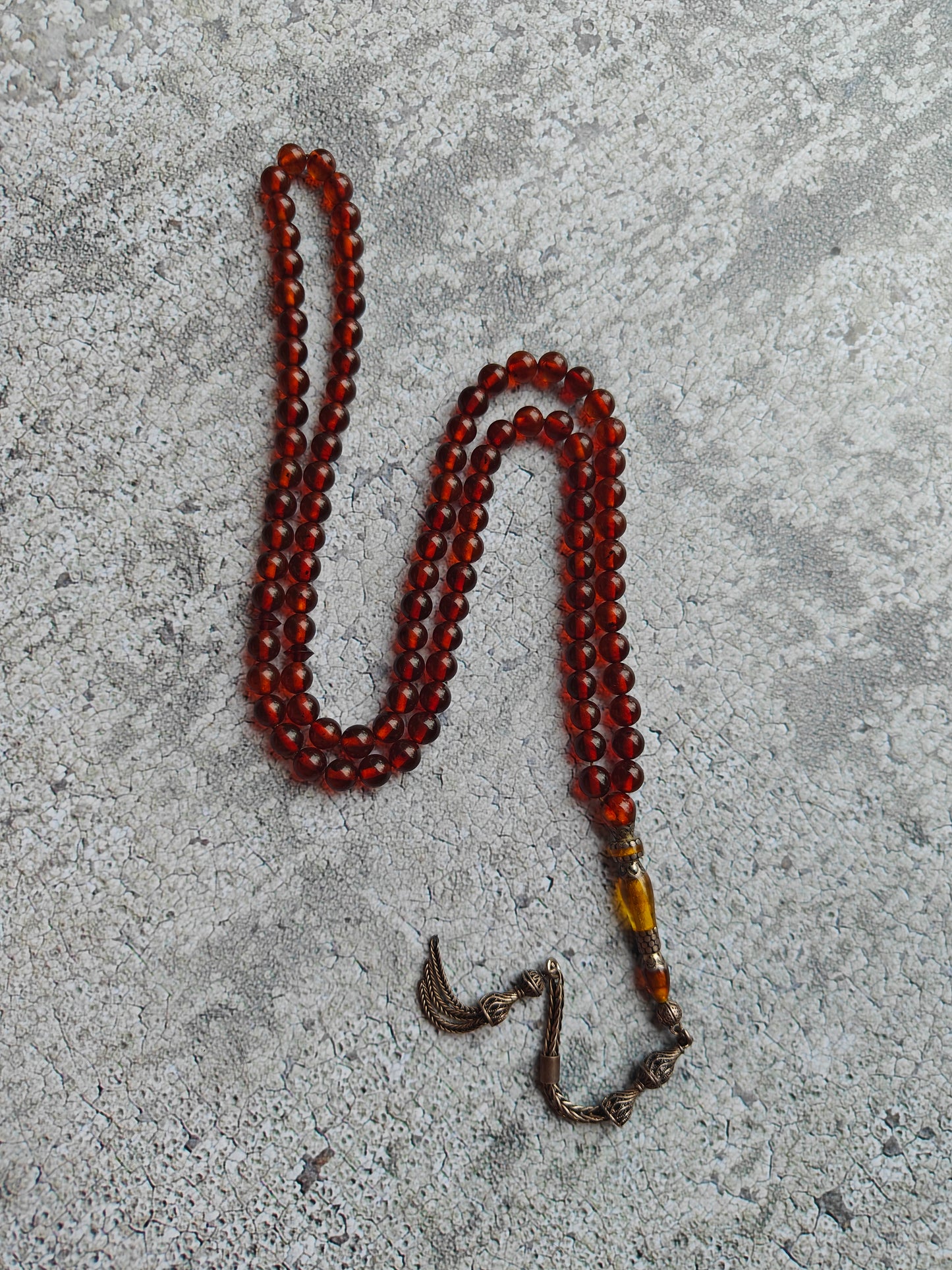 Antique Collectible Kaliningrad Cognac Amber Tasbih – 99 Beads