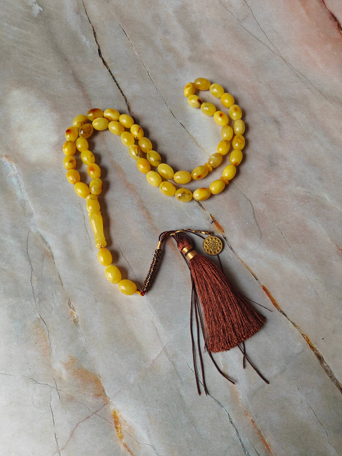 Natural Raw Amber Tasbih 45 Beads + 3 Spare