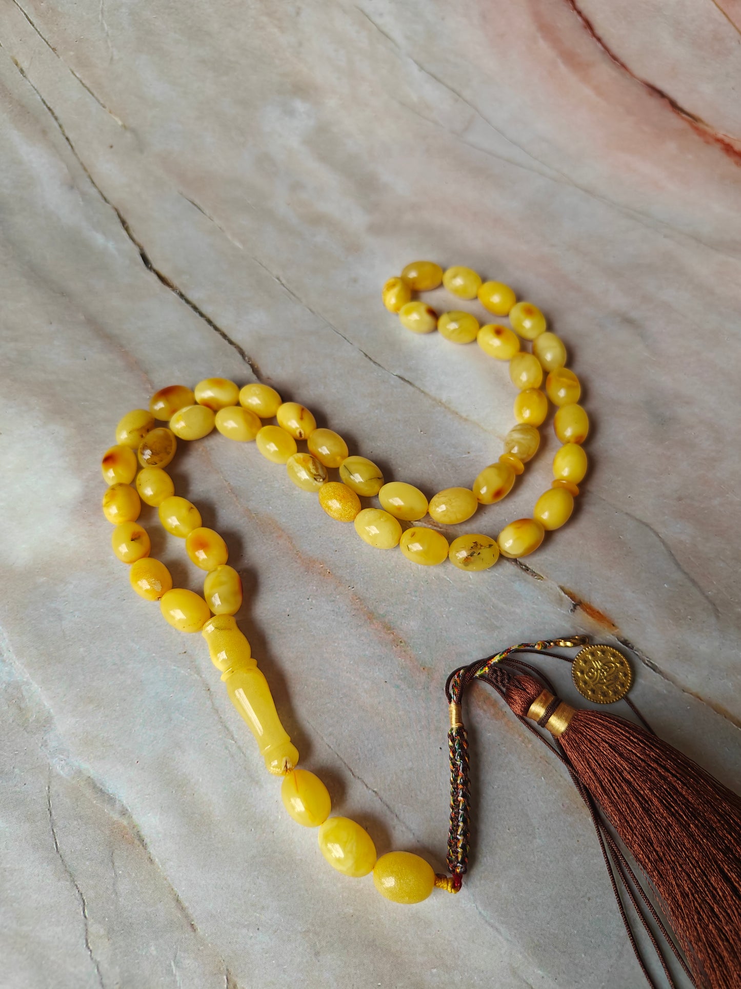Natural Raw Amber Tasbih 45 Beads + 3 Spare