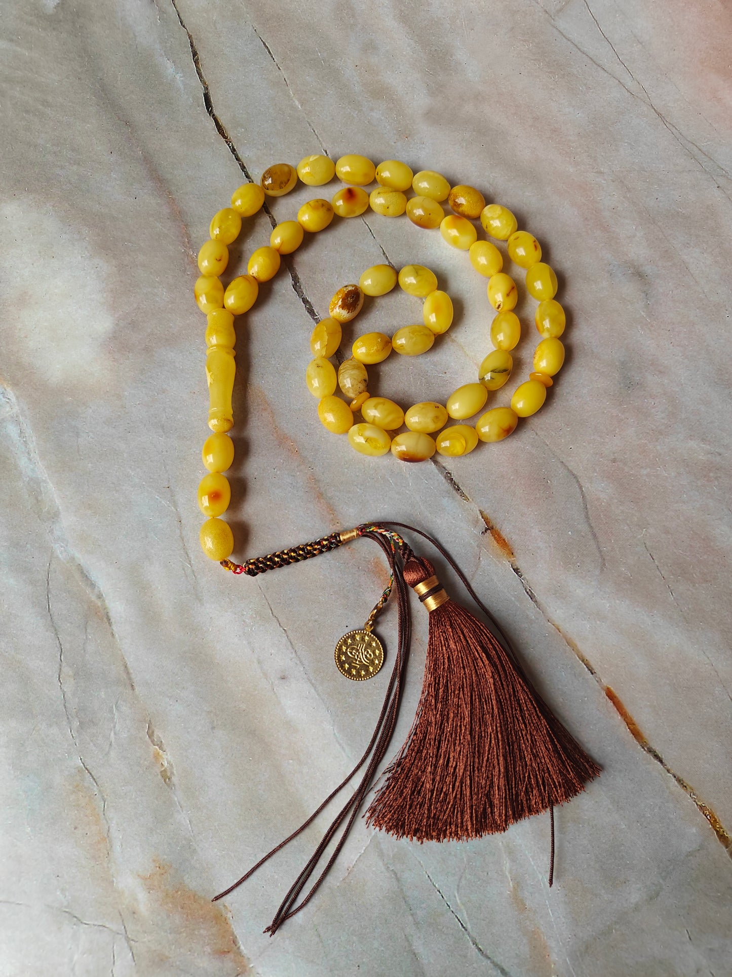 Natural Raw Amber Tasbih 45 Beads + 3 Spare