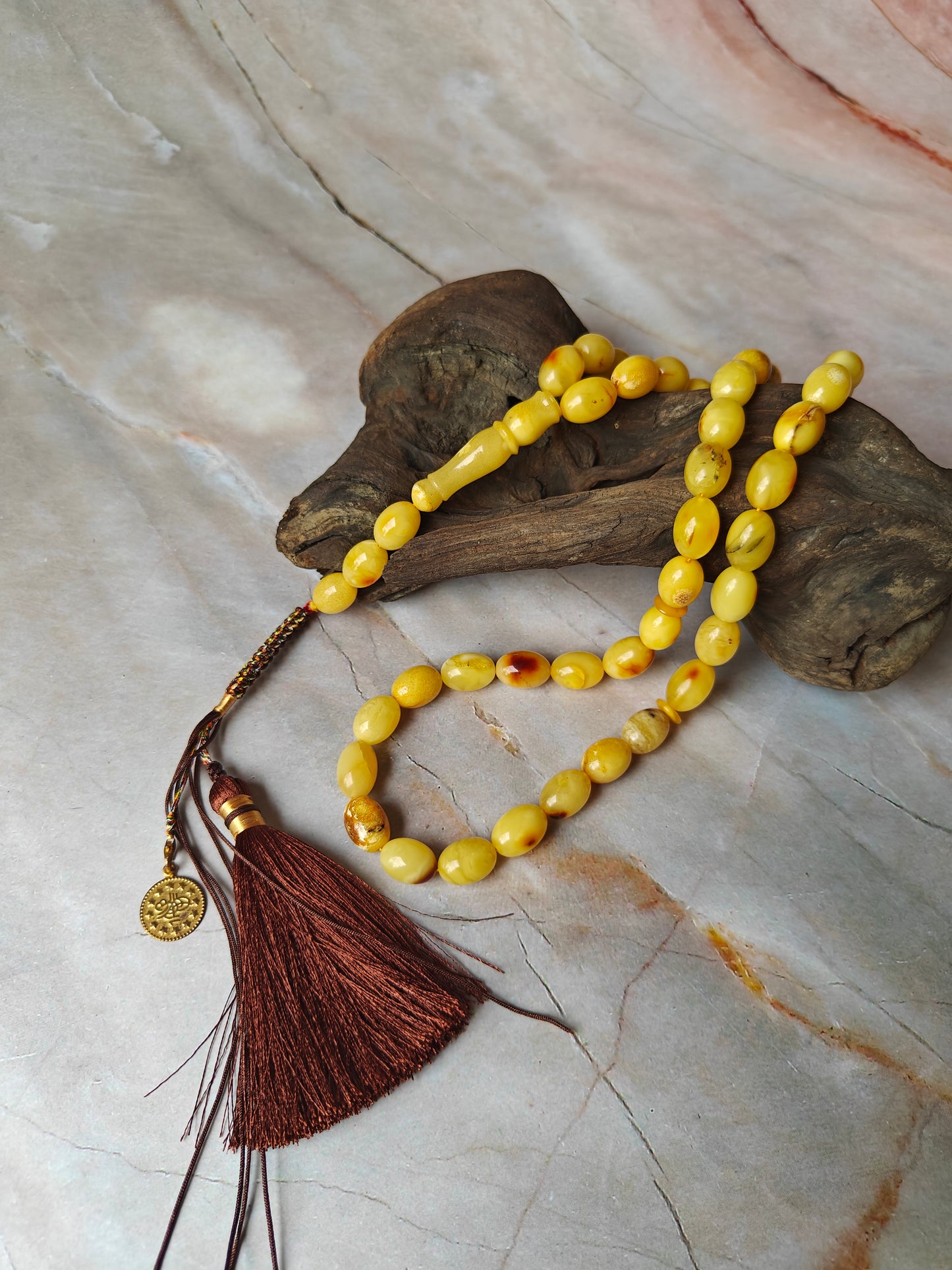Natural Raw Amber Tasbih 45 Beads + 3 Spare