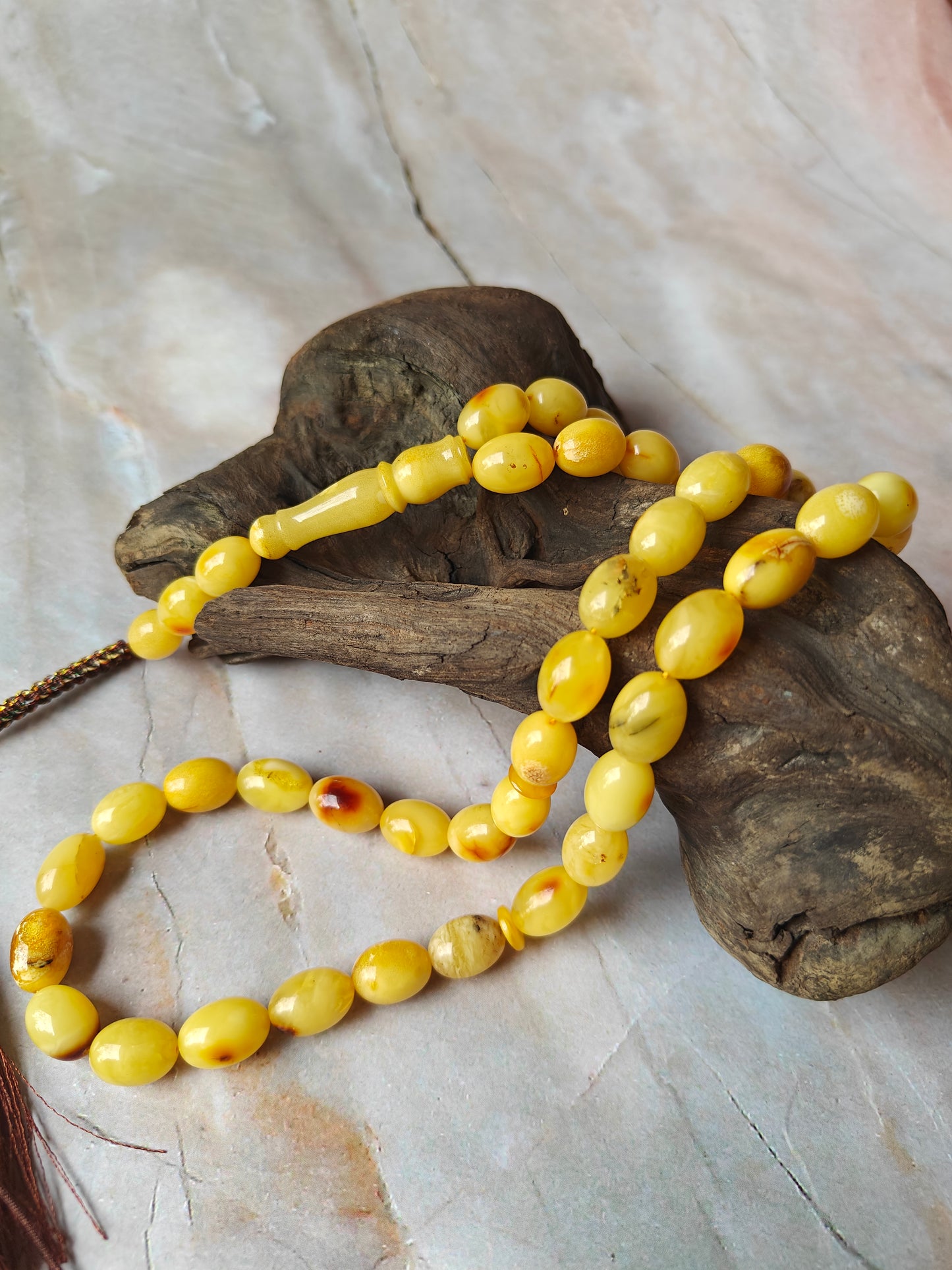 Natural Raw Amber Tasbih 45 Beads + 3 Spare