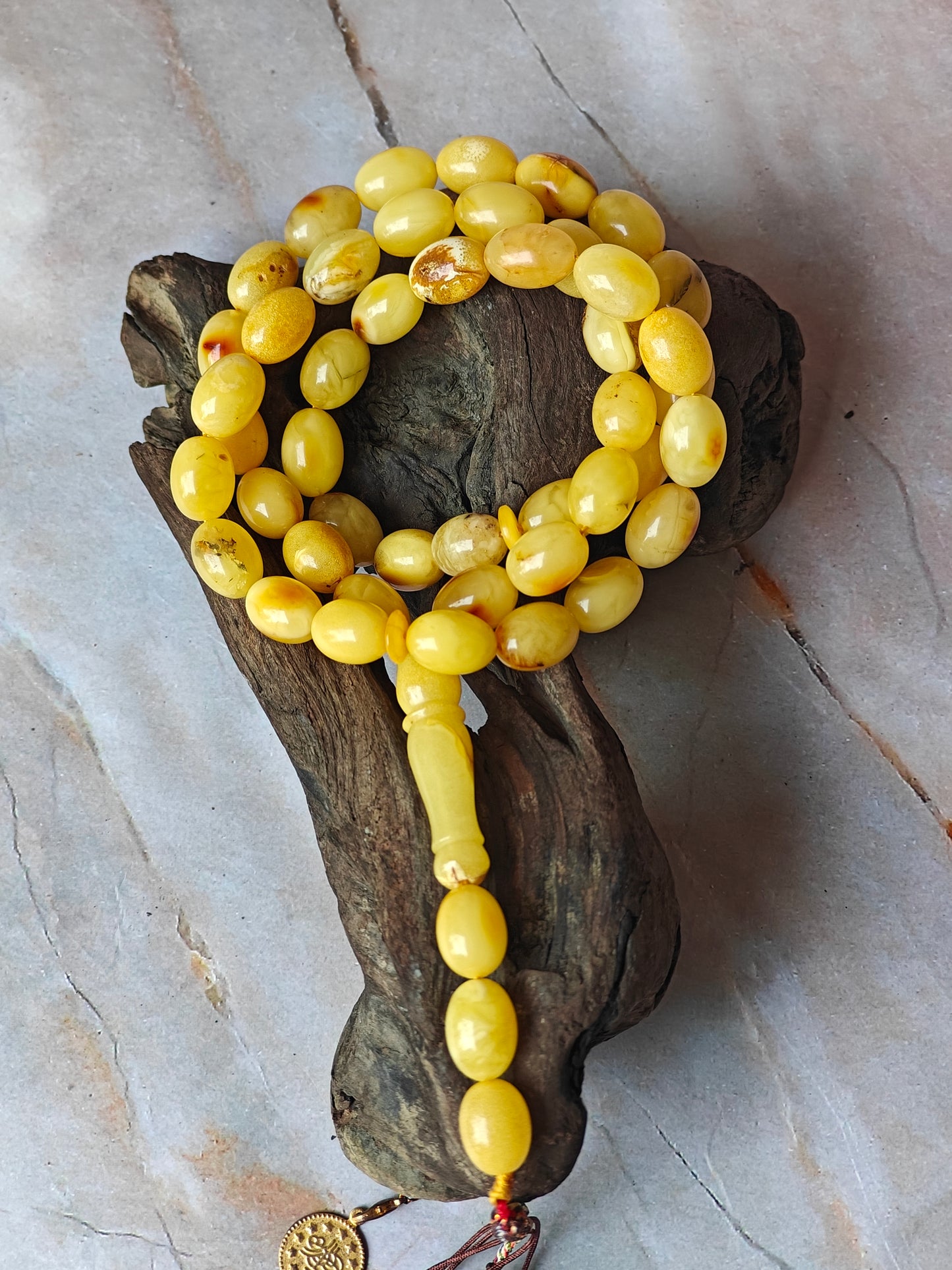 Natural Raw Amber Tasbih 45 Beads + 3 Spare