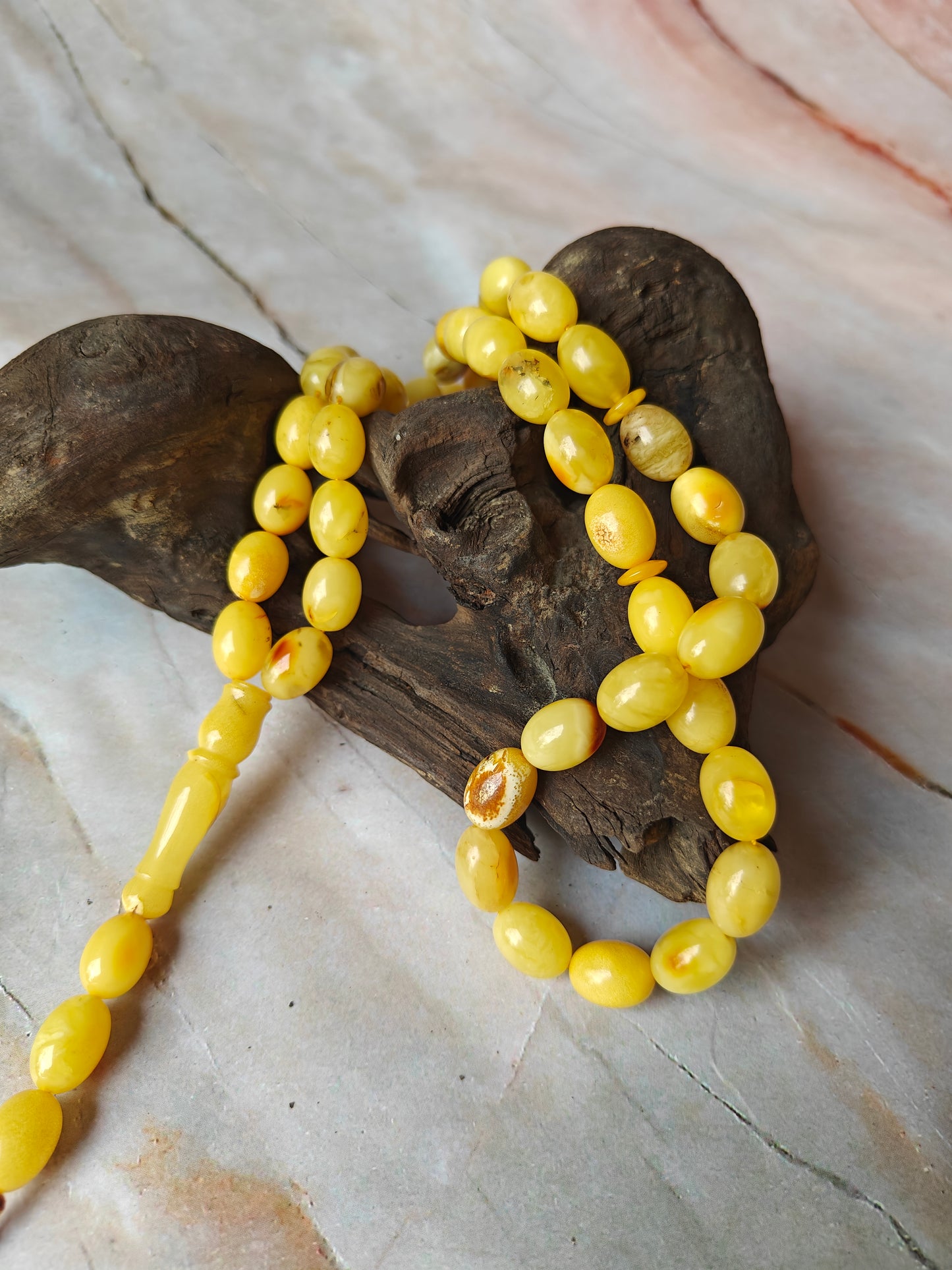 Natural Raw Amber Tasbih 45 Beads + 3 Spare