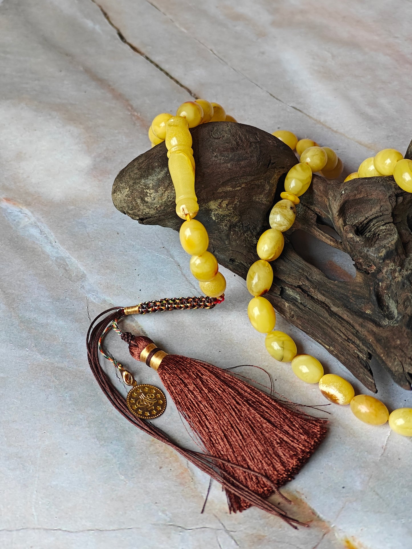 Natural Raw Amber Tasbih 45 Beads + 3 Spare