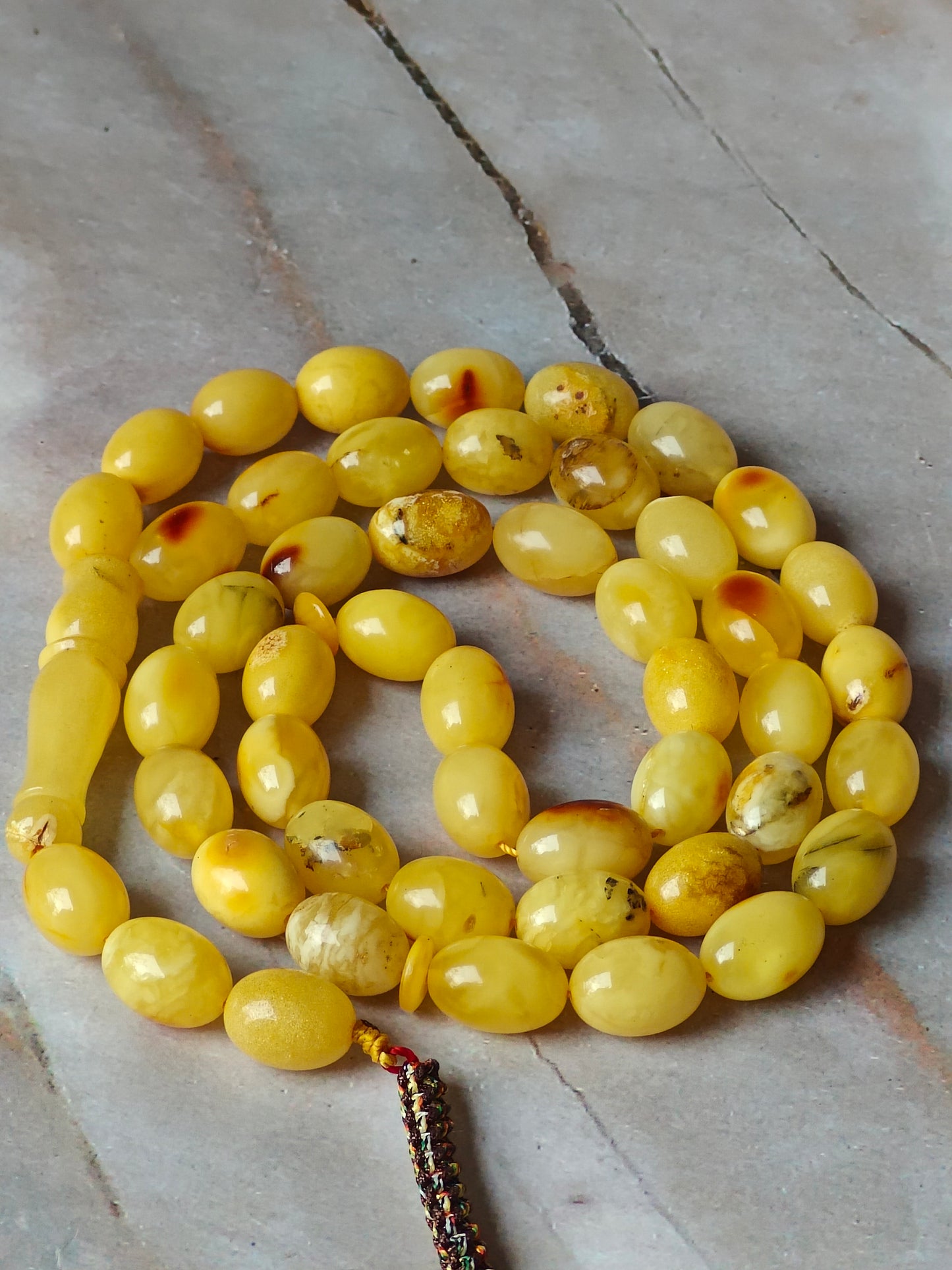 Natural Raw Amber Tasbih 45 Beads + 3 Spare
