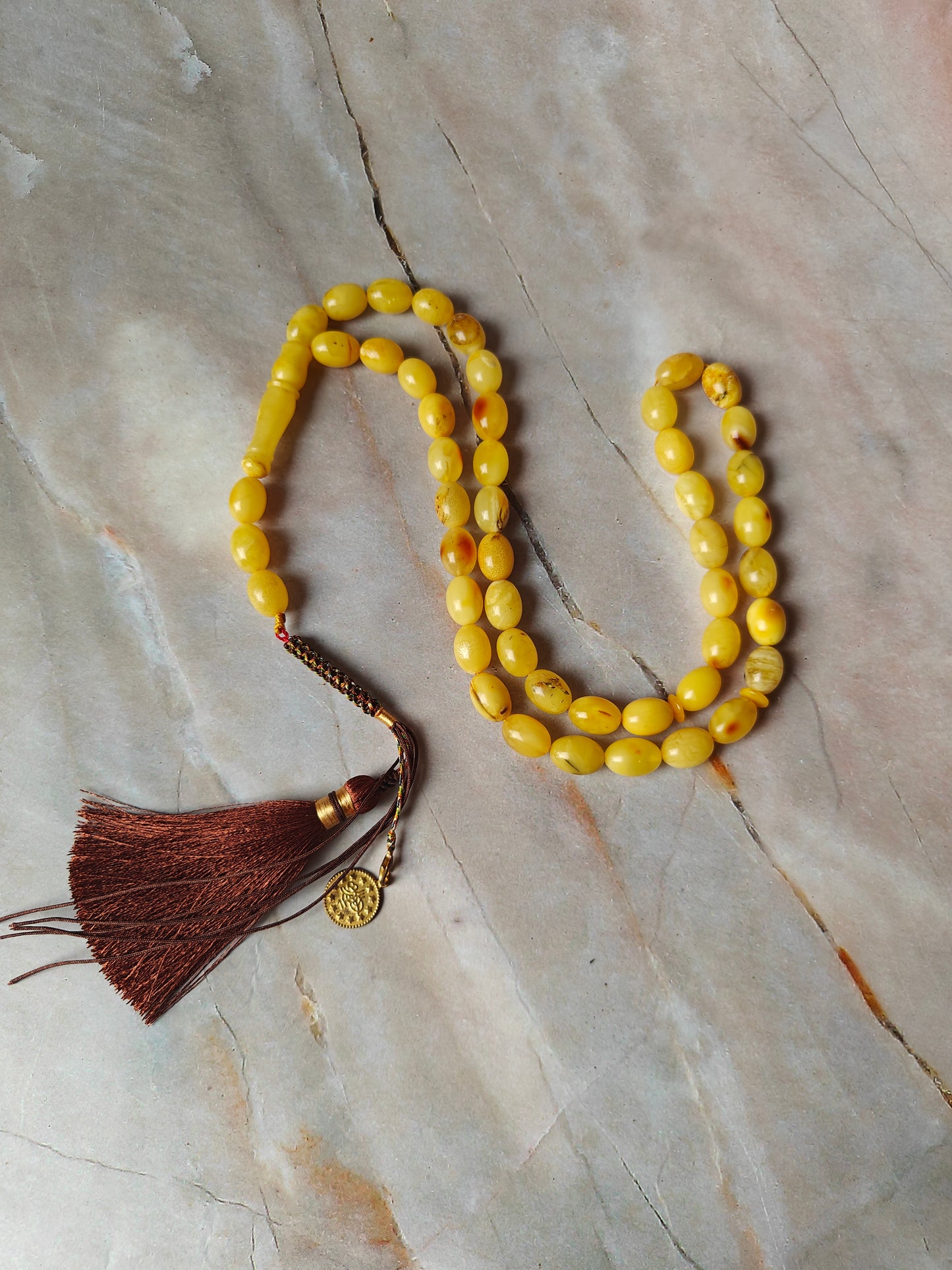 Natural Raw Amber Tasbih 45 Beads + 3 Spare