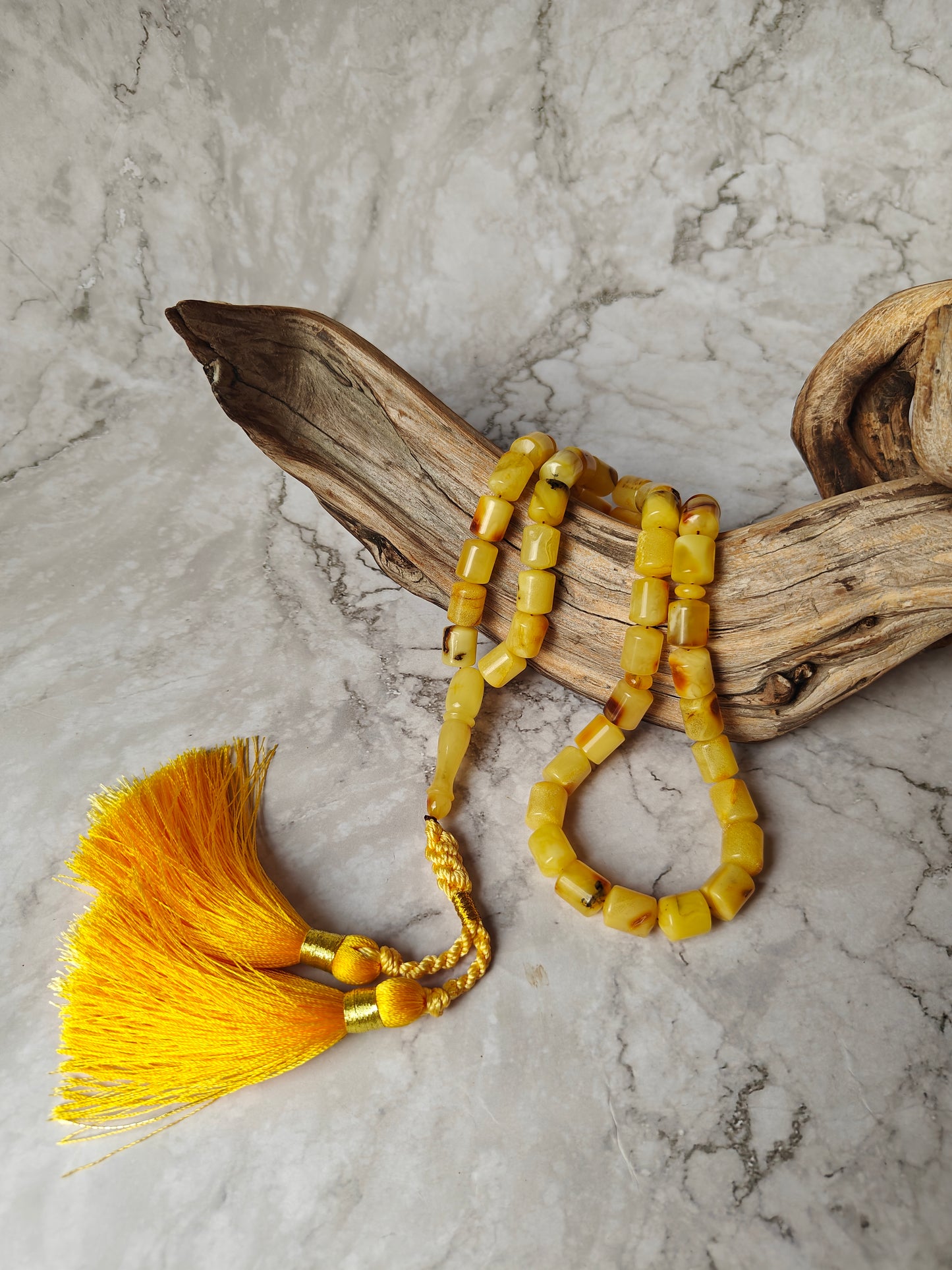Multicolor Raw Amber Rosary – 45 Barrel Beads