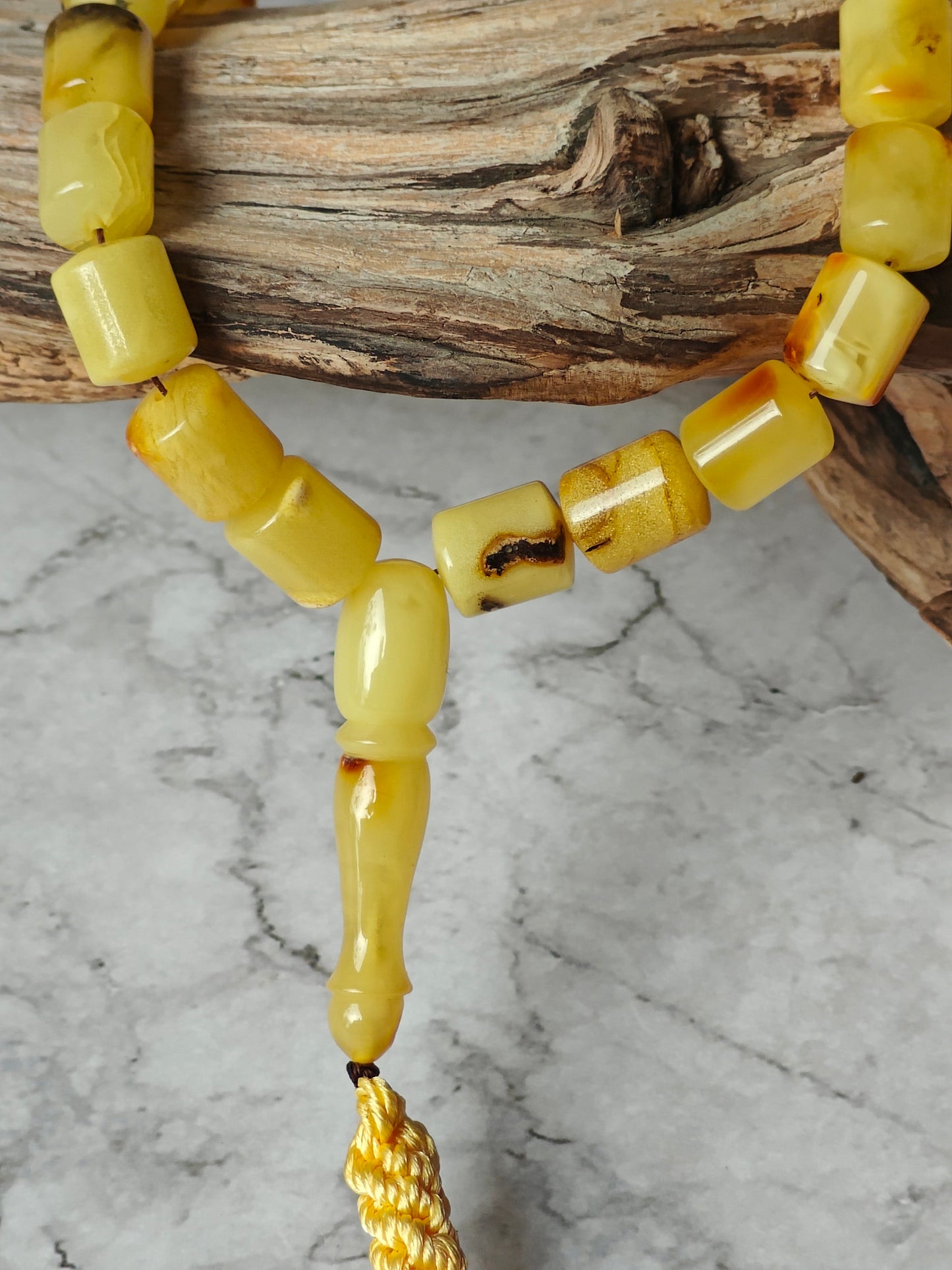 Multicolor Raw Amber Rosary – 45 Barrel Beads