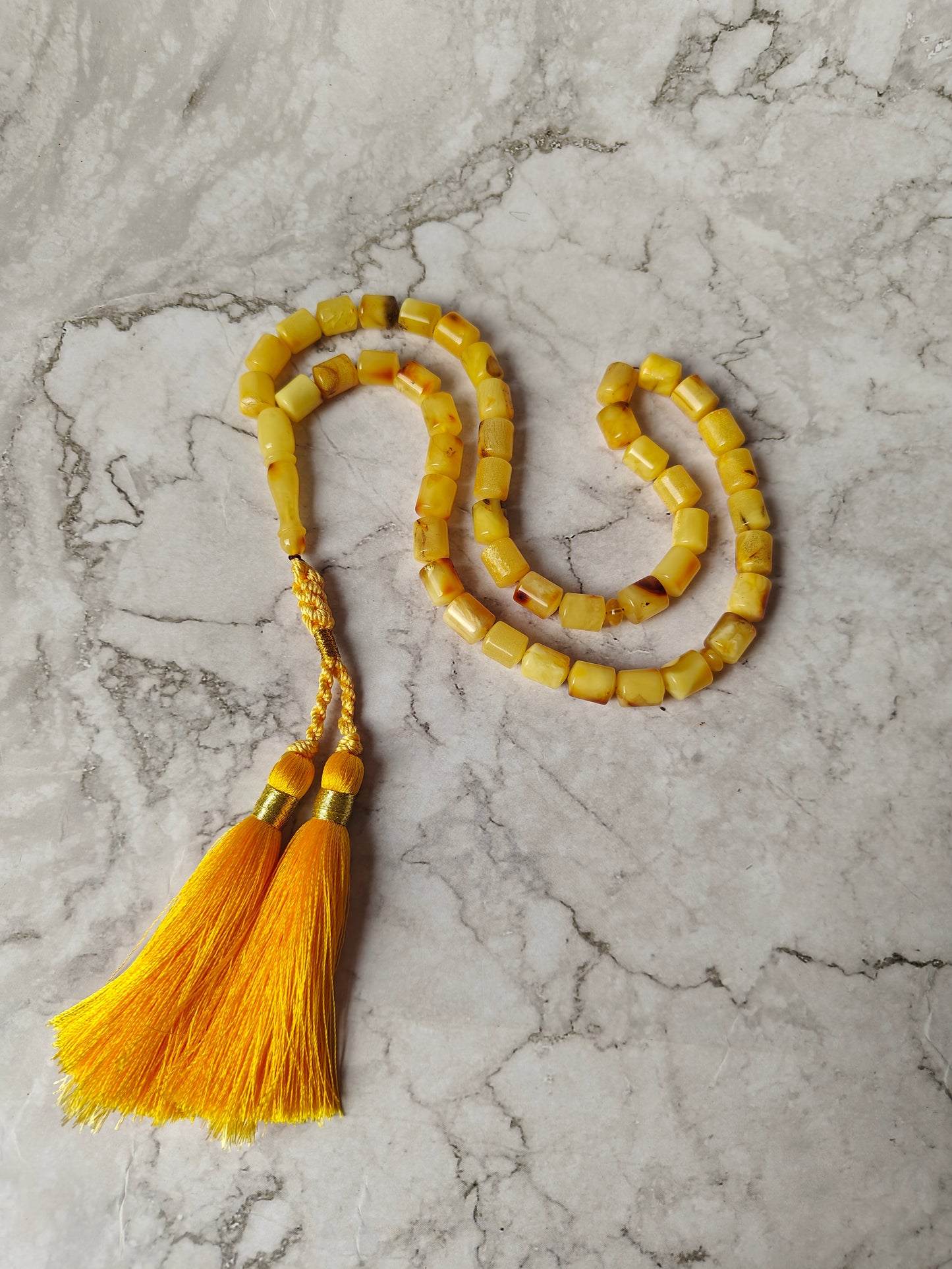 Multicolor Raw Amber Rosary – 45 Barrel Beads