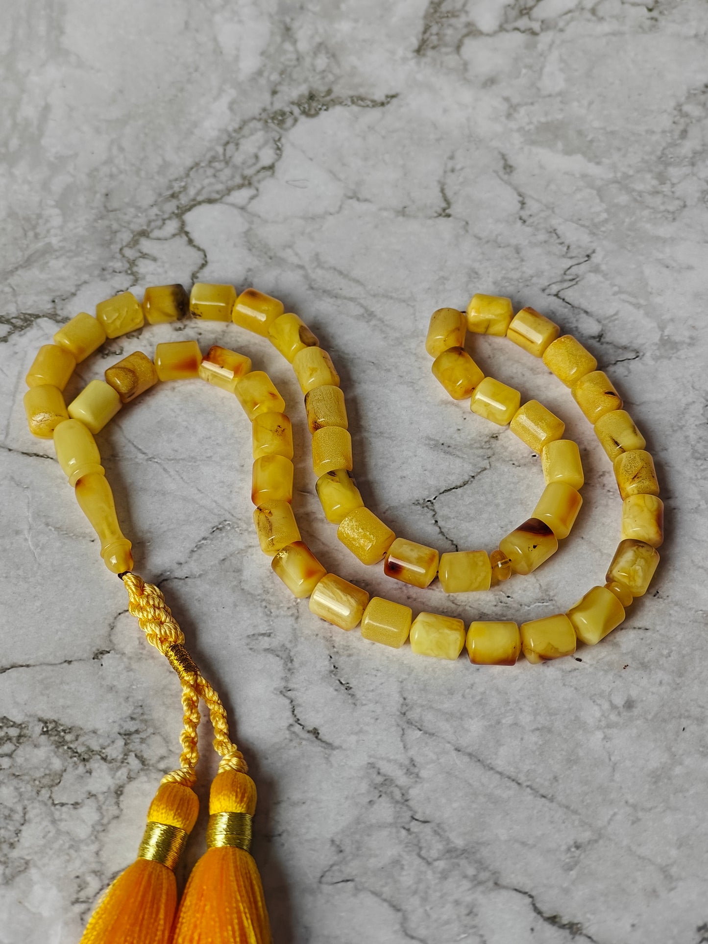 Multicolor Raw Amber Rosary – 45 Barrel Beads