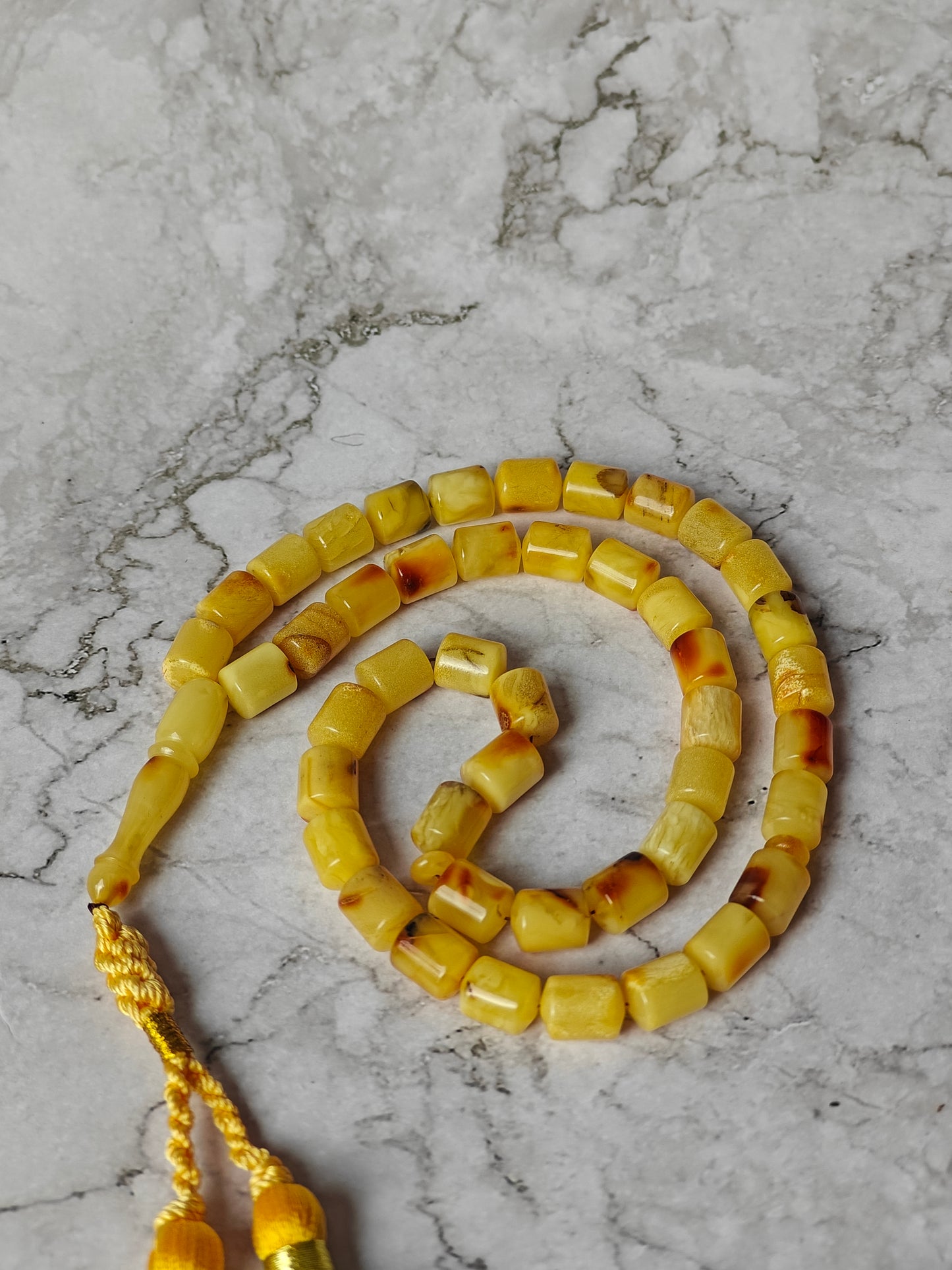 Multicolor Raw Amber Rosary – 45 Barrel Beads