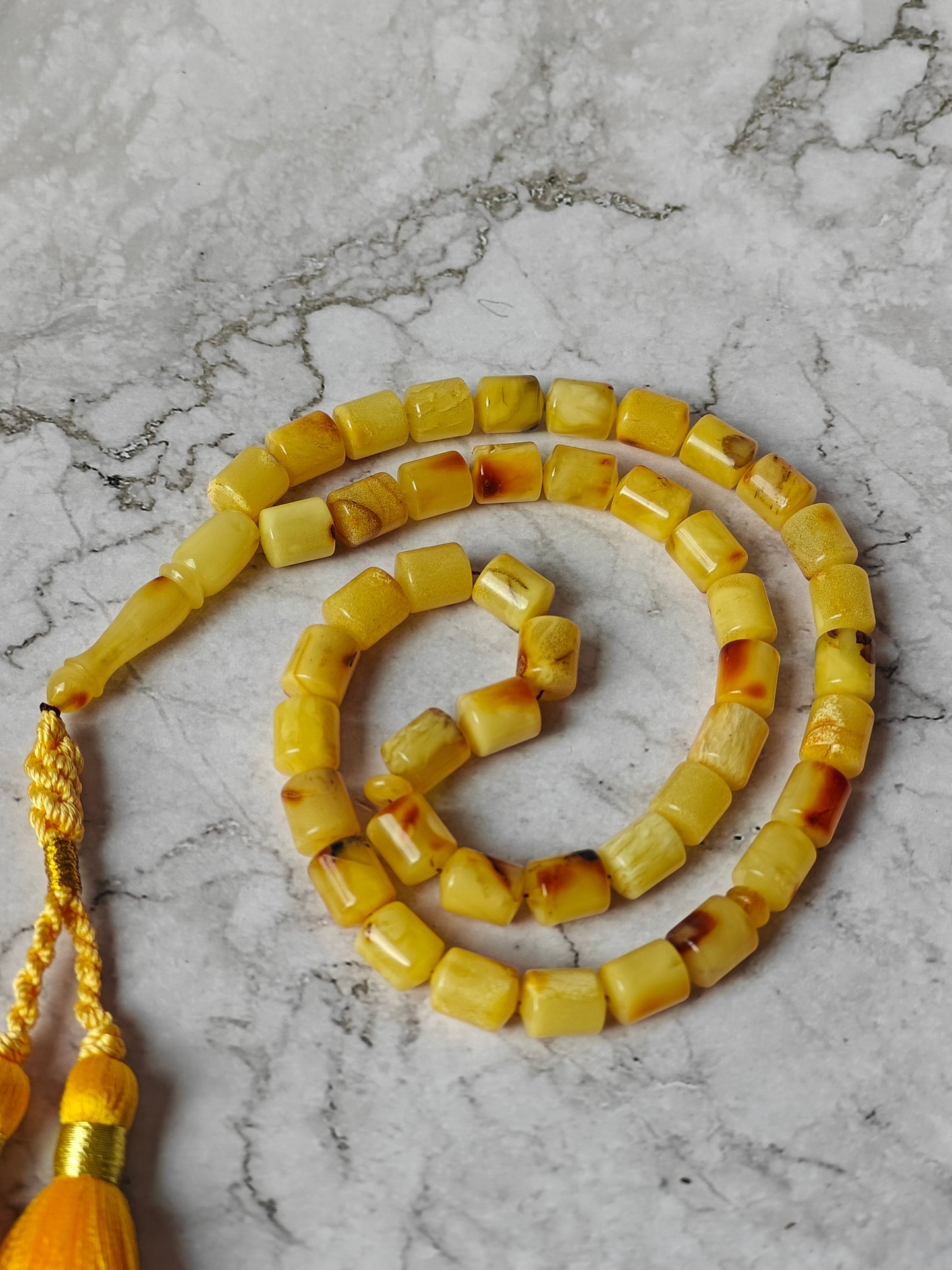 Multicolor Raw Amber Rosary – 45 Barrel Beads