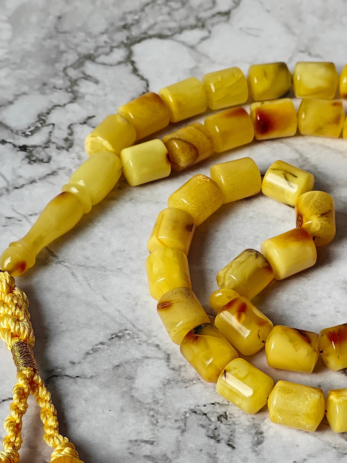 Multicolor Raw Amber Rosary – 45 Barrel Beads