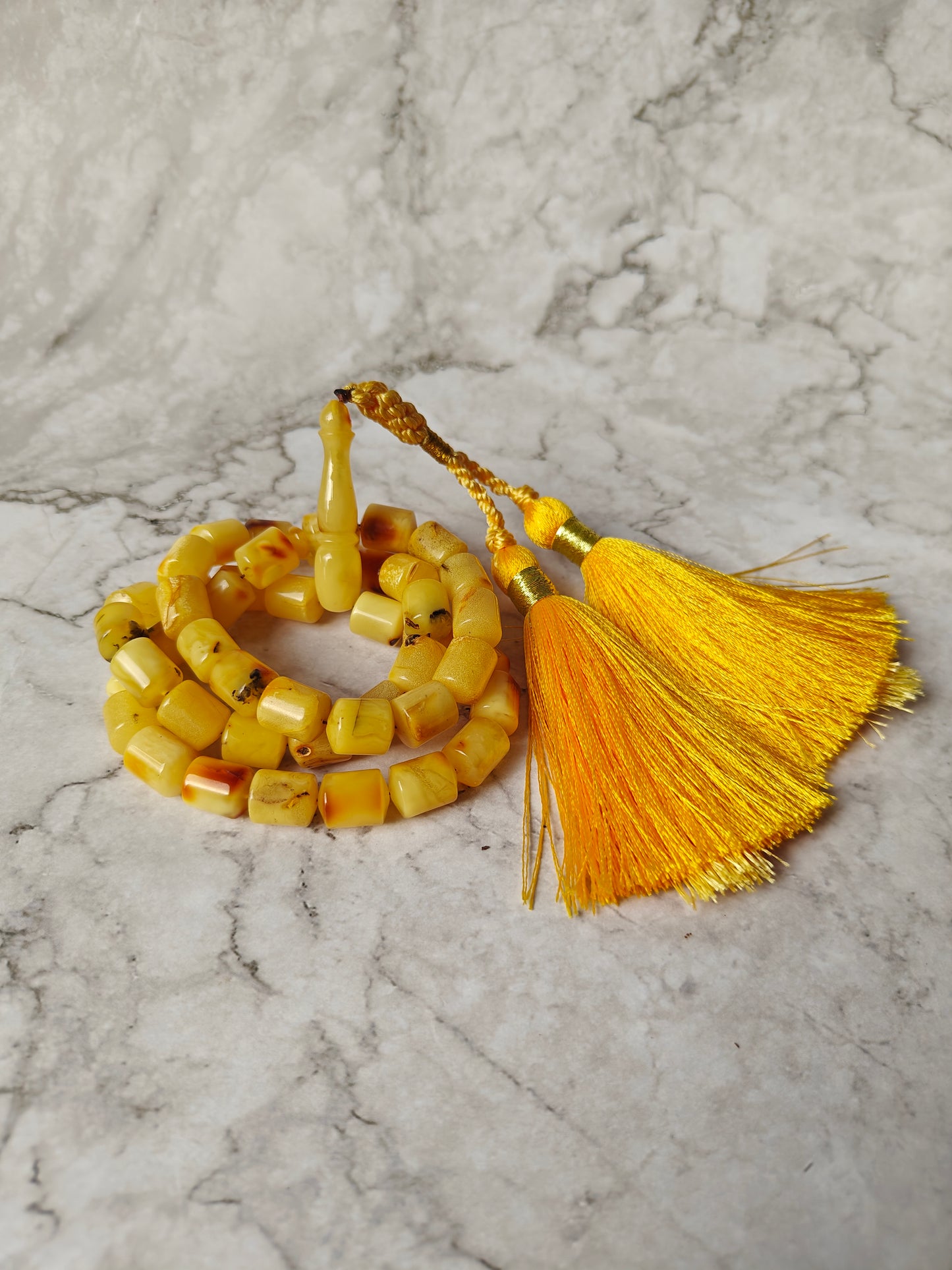 Multicolor Raw Amber Rosary – 45 Barrel Beads