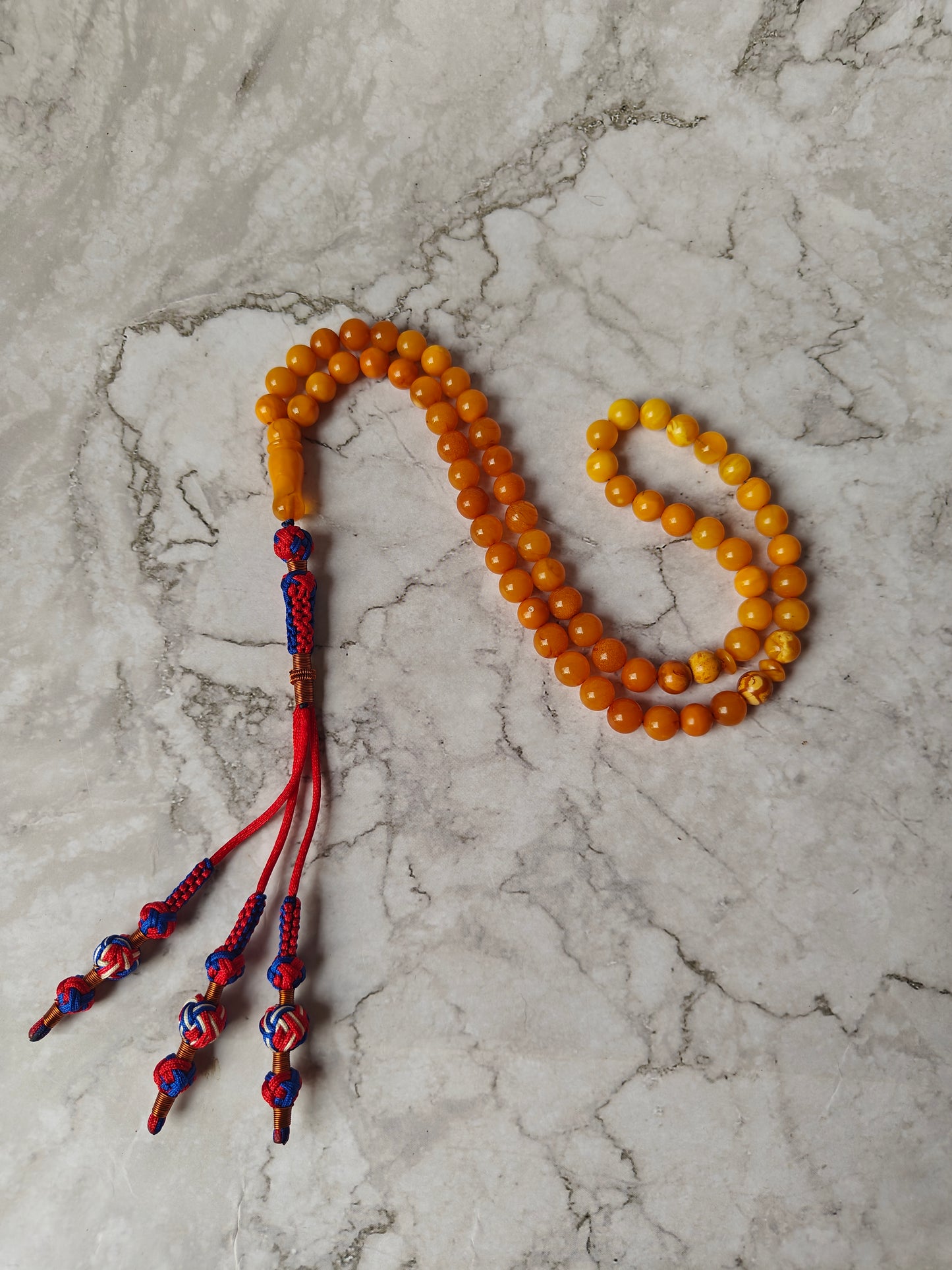 Antique Aged Gradient Amber Tasbih – 65 Beads