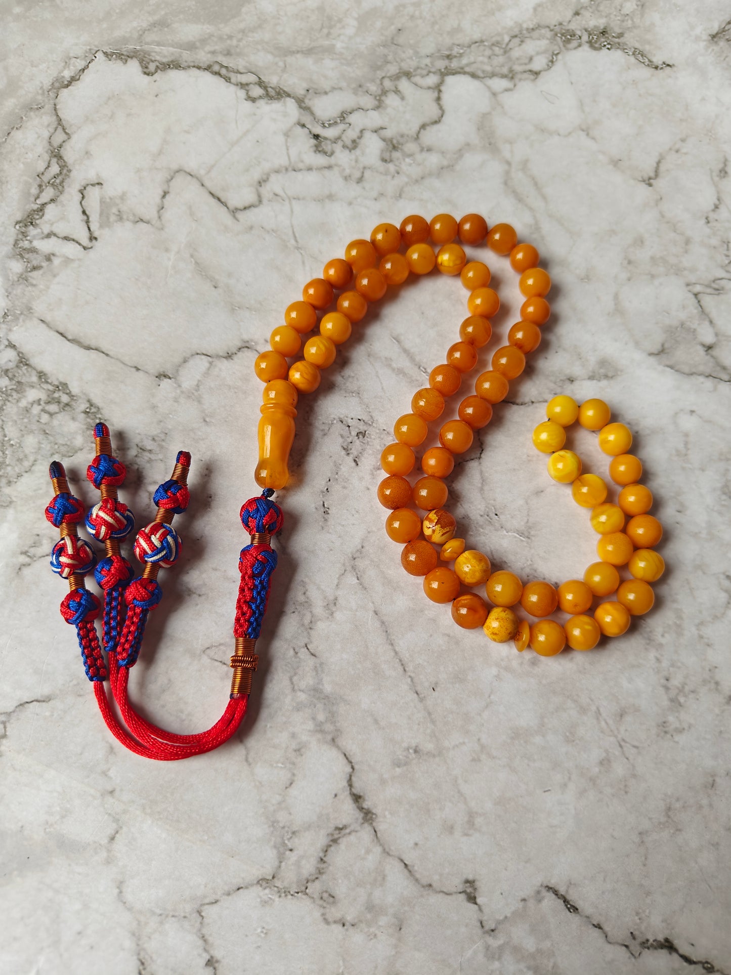 Antique Aged Gradient Amber Tasbih – 65 Beads