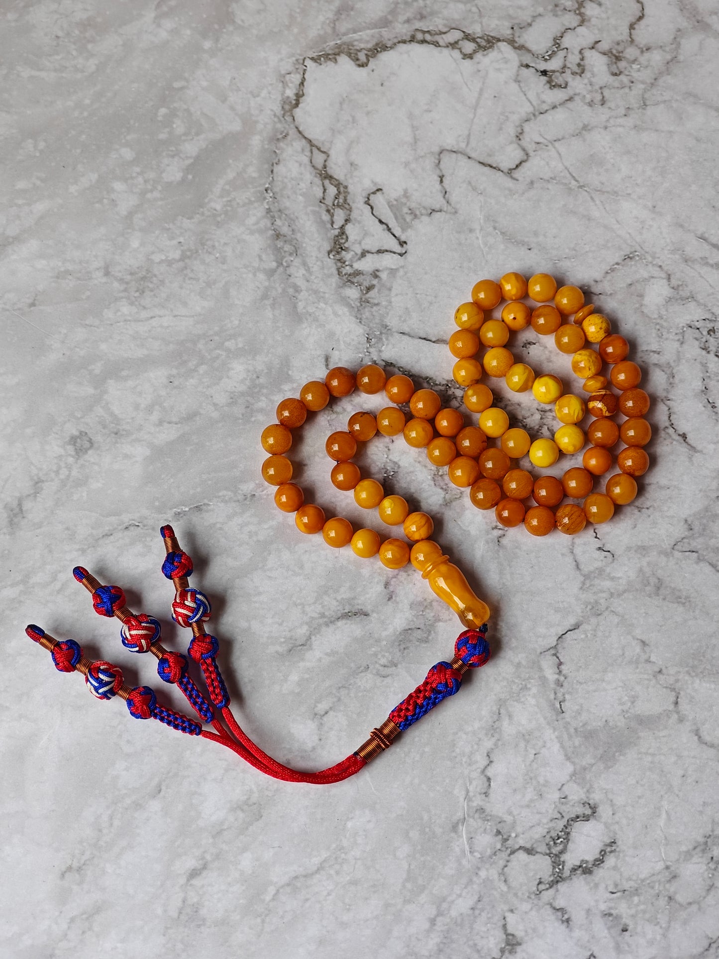 Antique Aged Gradient Amber Tasbih – 65 Beads