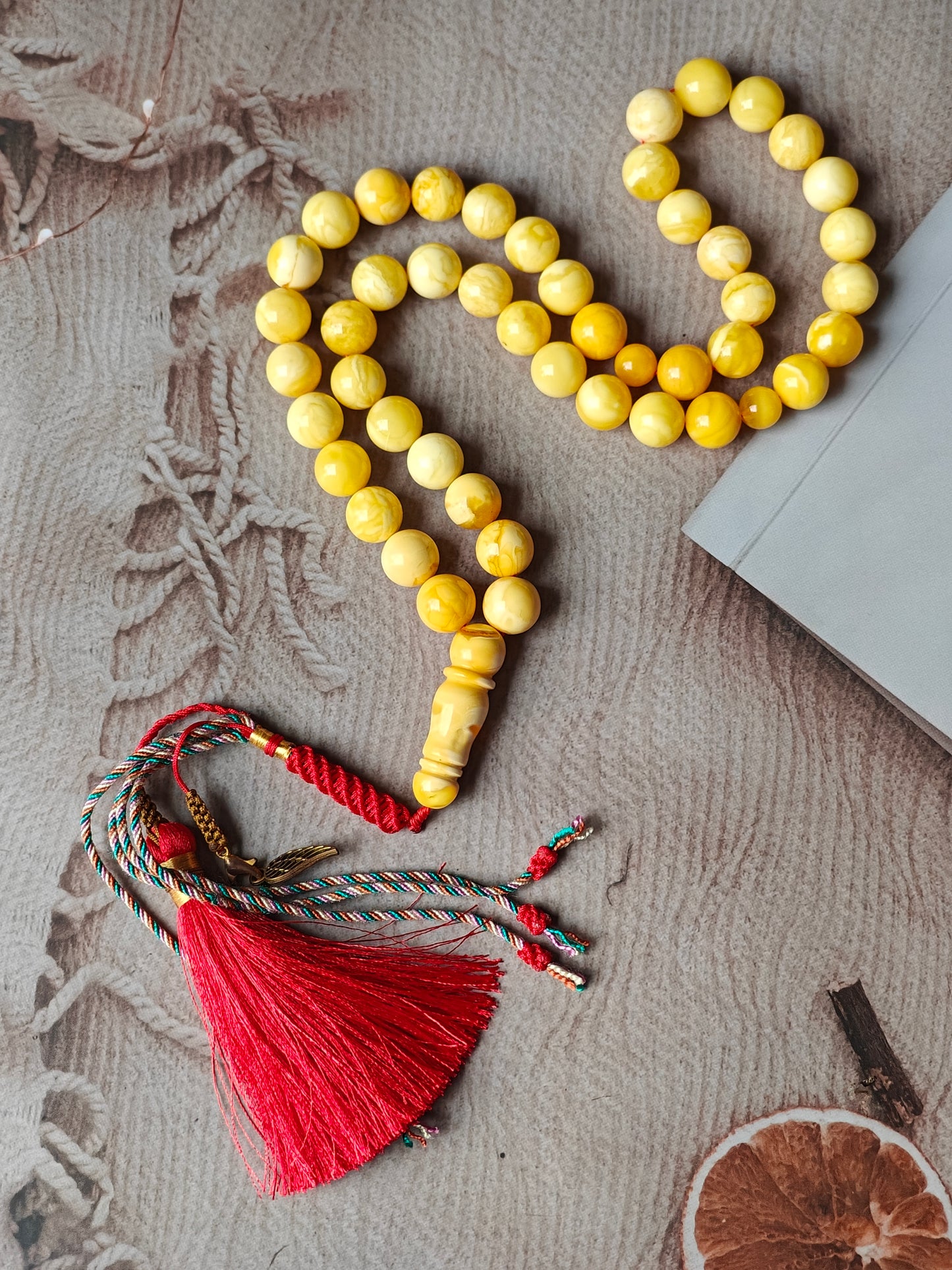 Royal White & Milk Amber Rosary – 45 Beads | Exceptional Quality