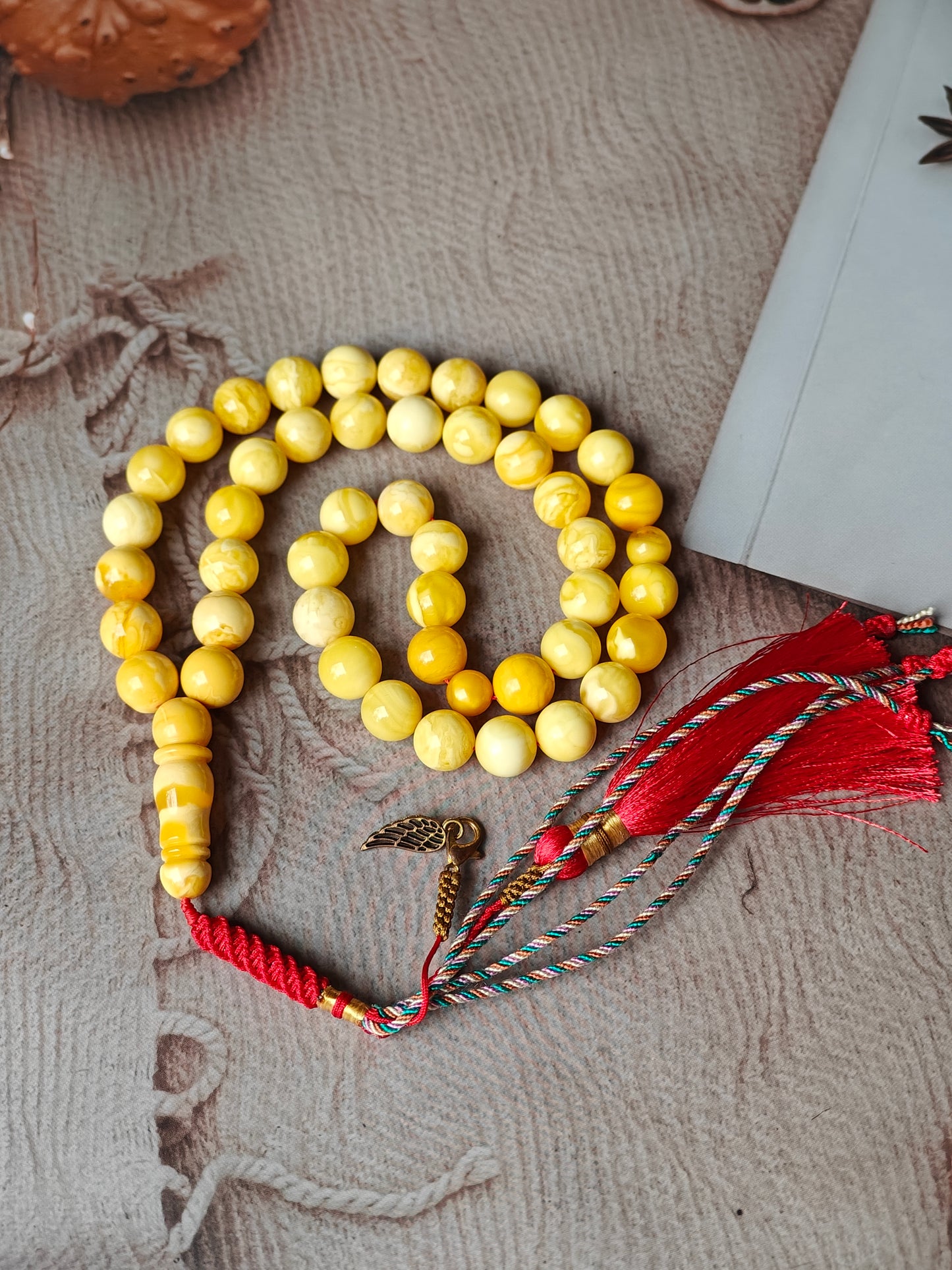 Royal White & Milk Amber Rosary – 45 Beads | Exceptional Quality