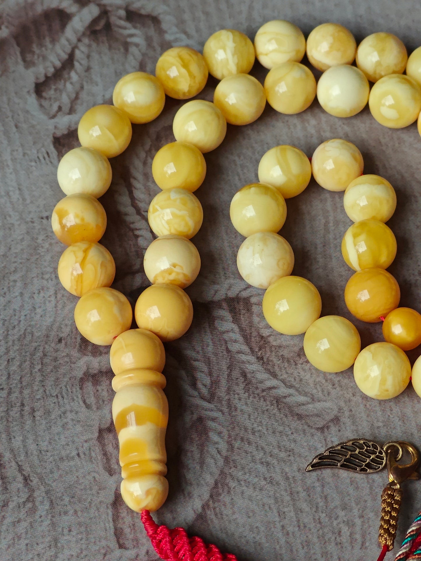 Royal White & Milk Amber Rosary – 45 Beads | Exceptional Quality