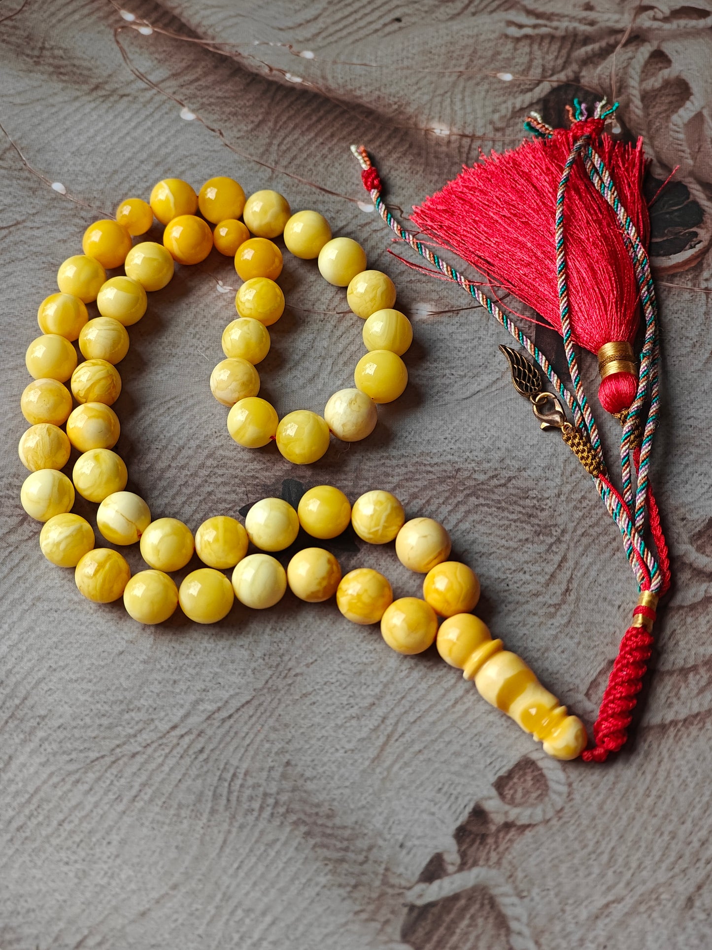 Royal White & Milk Amber Rosary – 45 Beads | Exceptional Quality