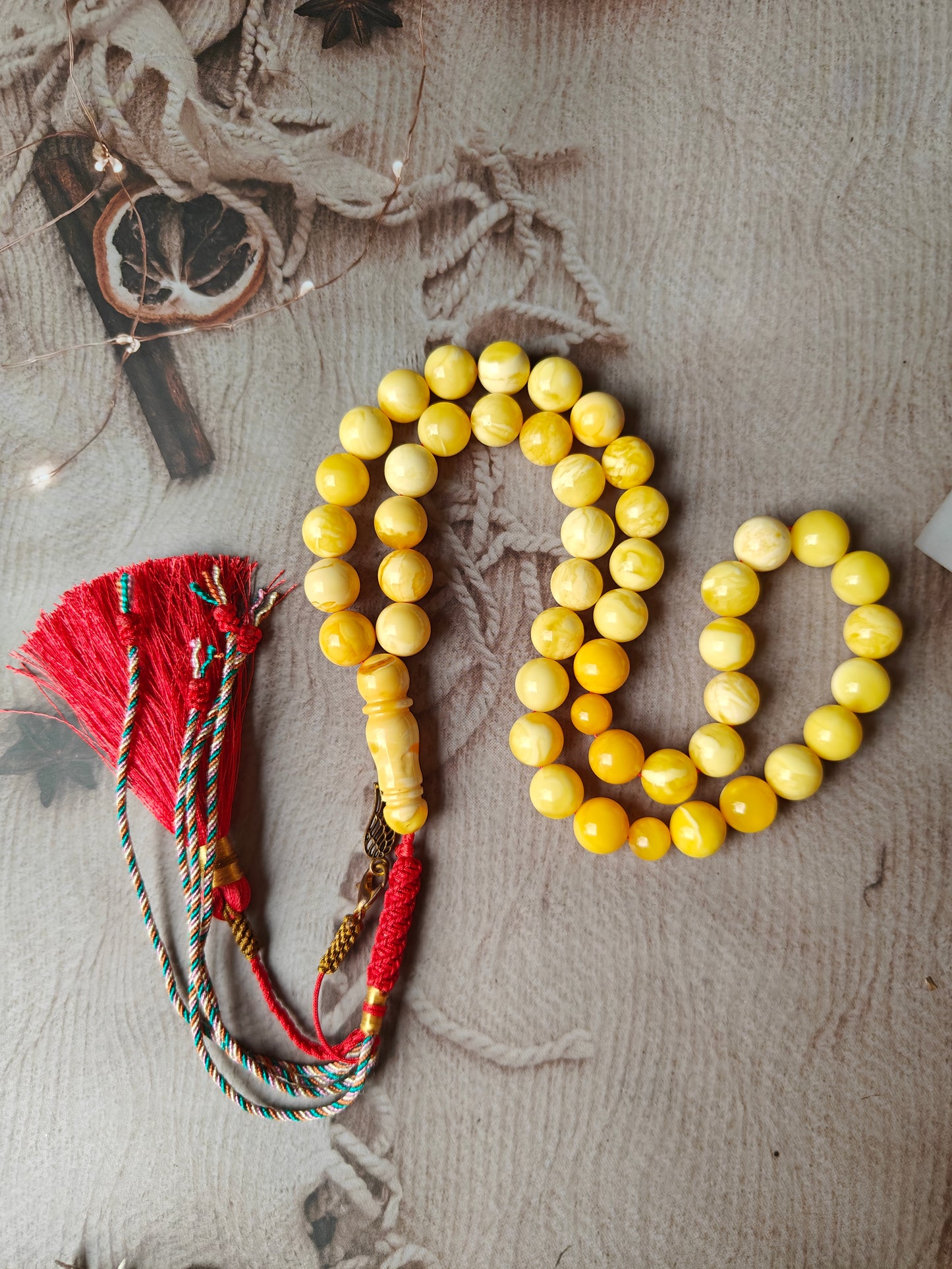 Royal White & Milk Amber Rosary – 45 Beads | Exceptional Quality