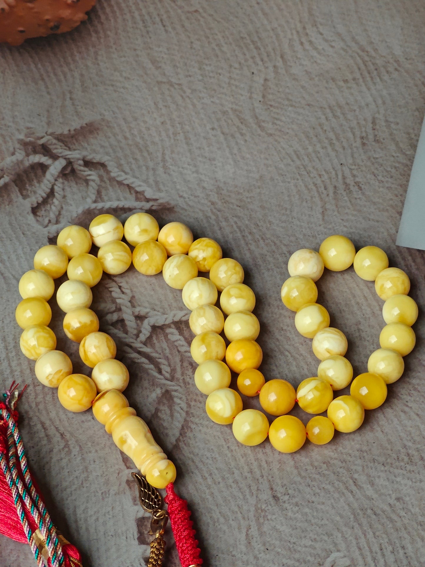 Royal White & Milk Amber Rosary – 45 Beads | Exceptional Quality