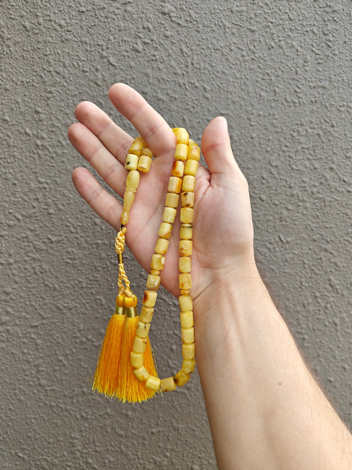 Multicolor Raw Amber Rosary – 45 Barrel Beads