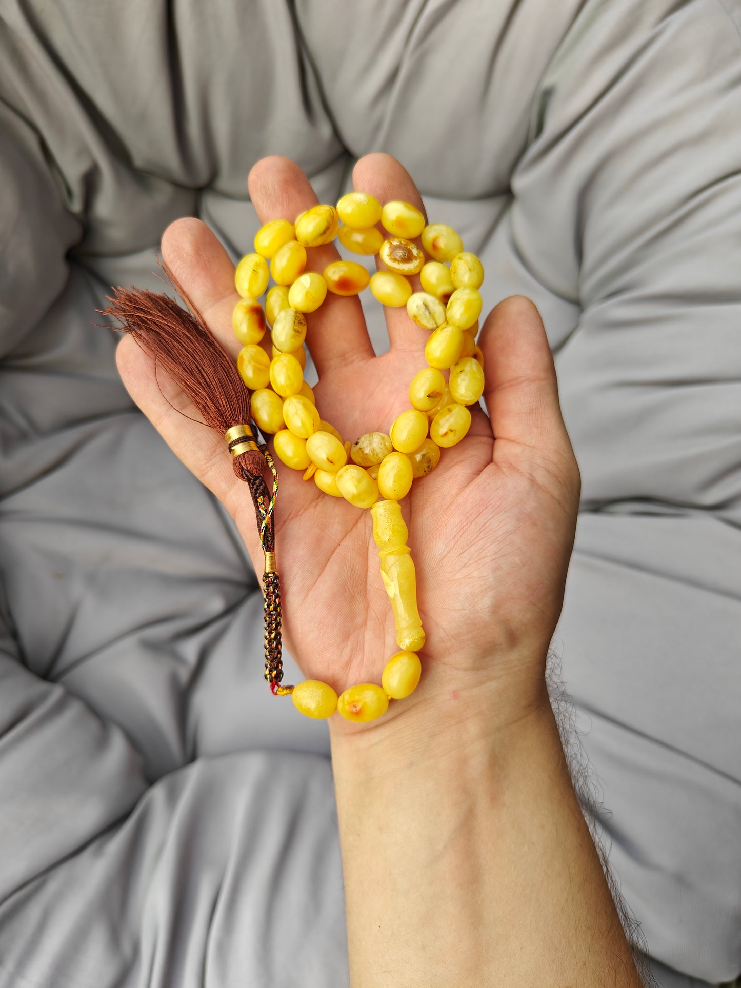 Natural Raw Amber Tasbih 45 Beads + 3 Spare