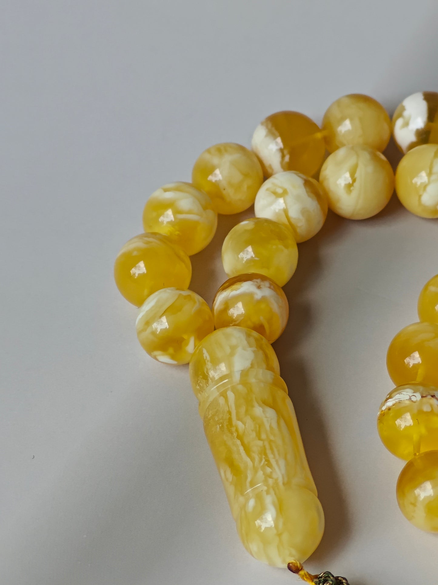 Exceptional Rare Unique Large Tiger Amber Tasbih – 45 Beads