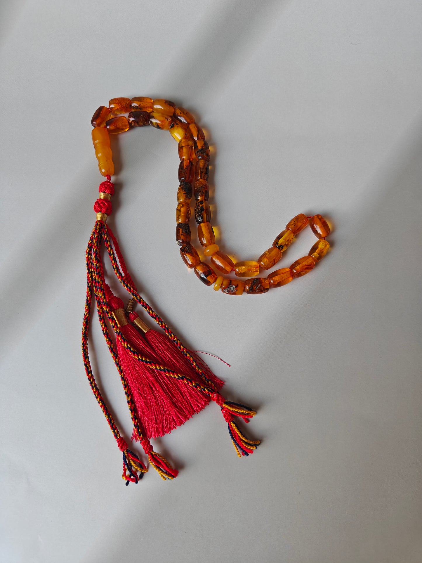 Raw Aged Multicolor Amber Tasbih – 33 Beads