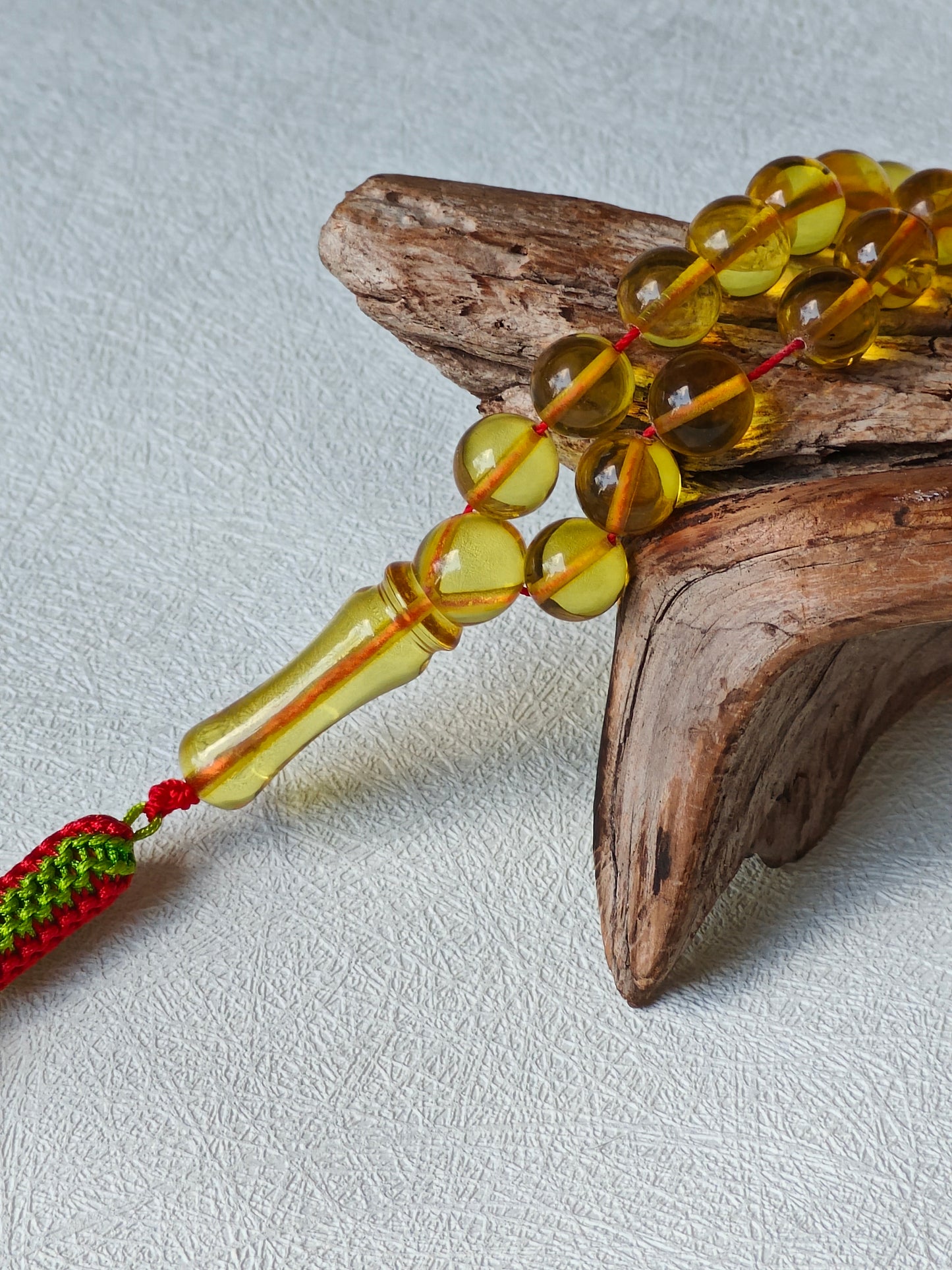 Natural Green Caribbean Amber Tasbih – 45 Beads