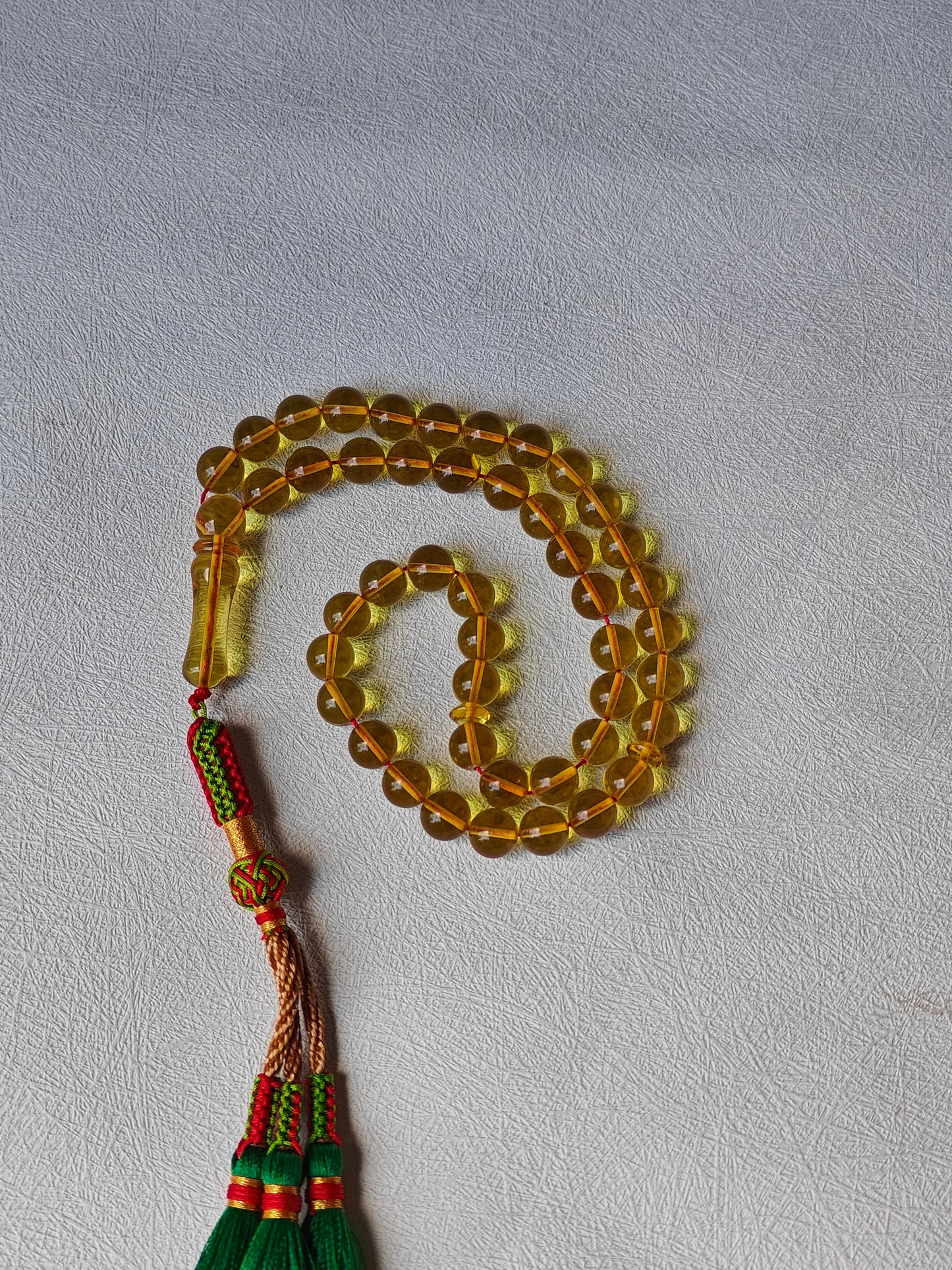 Natural Green Caribbean Amber Tasbih – 45 Beads