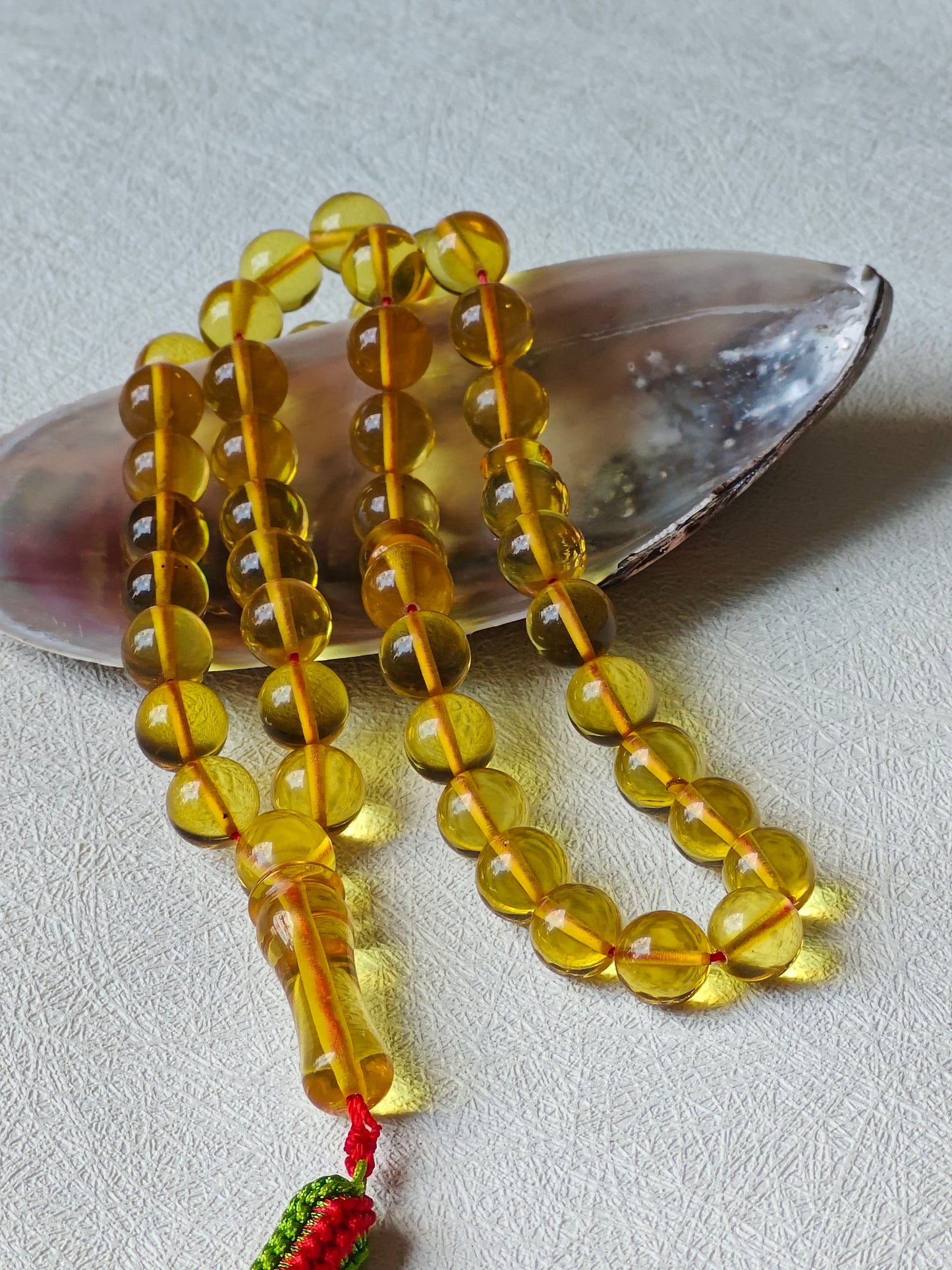Natural Green Caribbean Amber Tasbih – 45 Beads