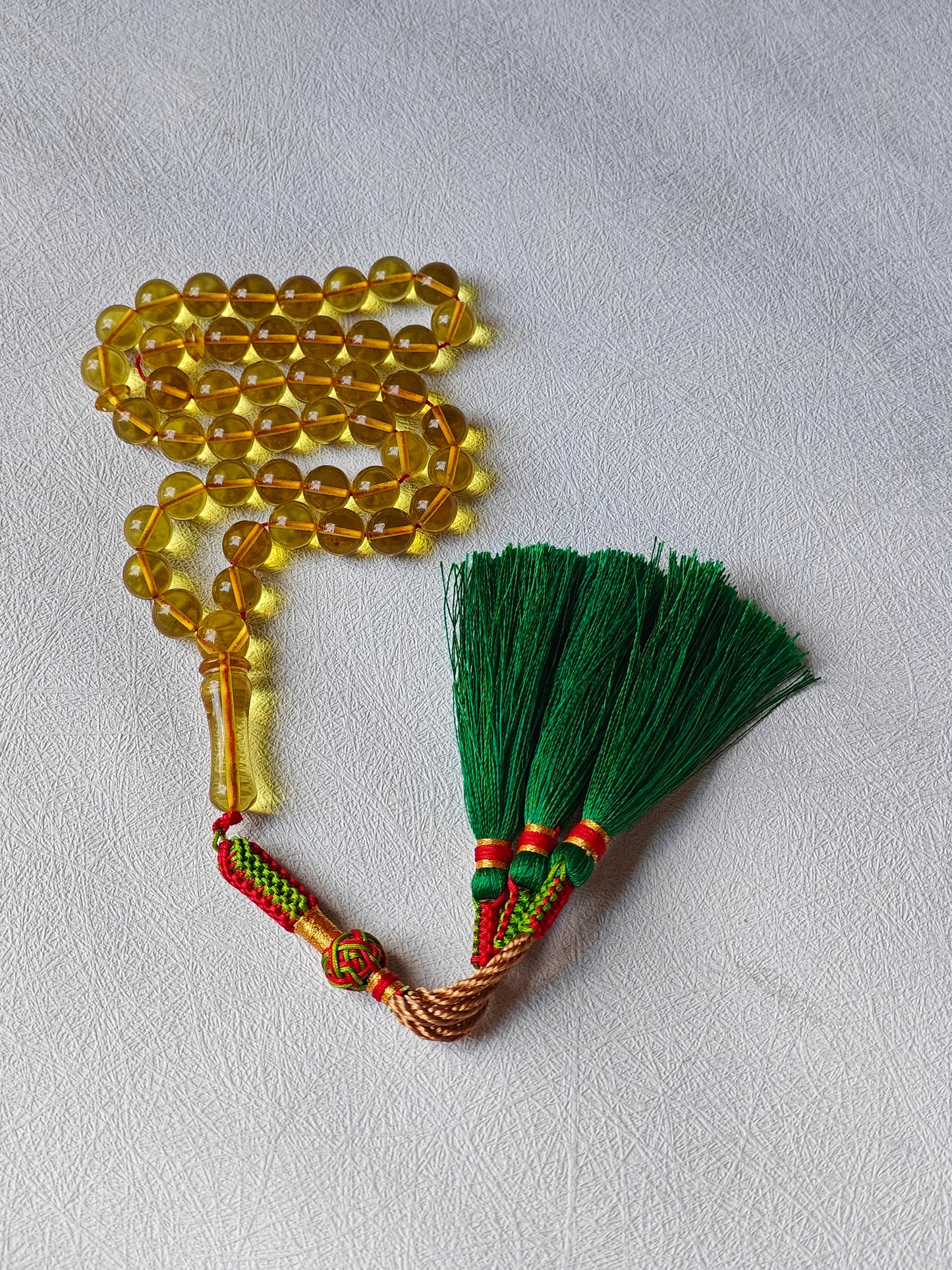 Natural Green Caribbean Amber Tasbih – 45 Beads