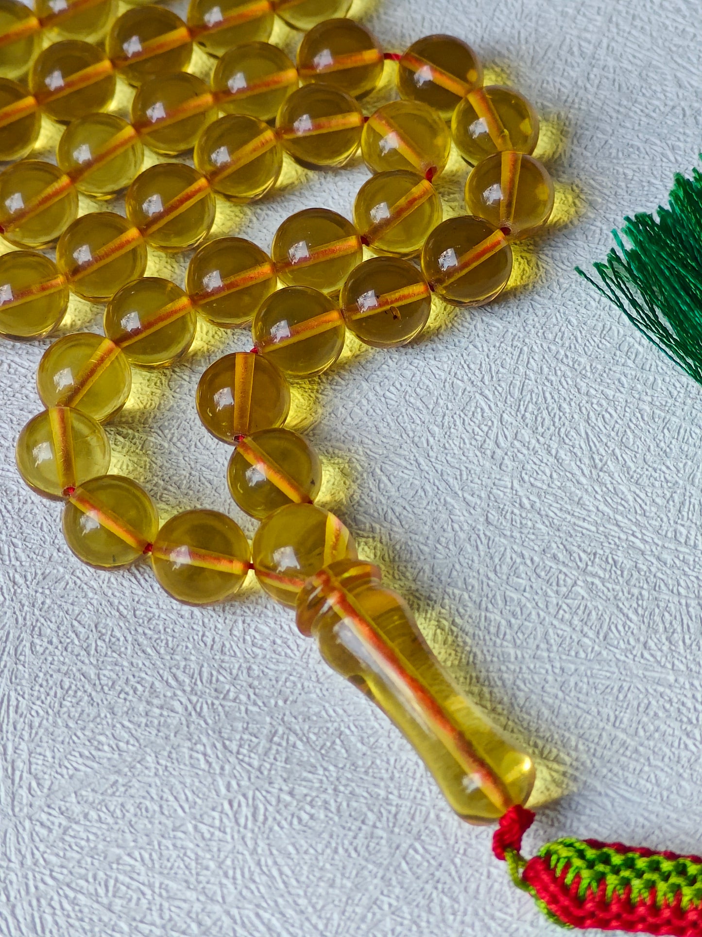 Natural Green Caribbean Amber Tasbih – 45 Beads