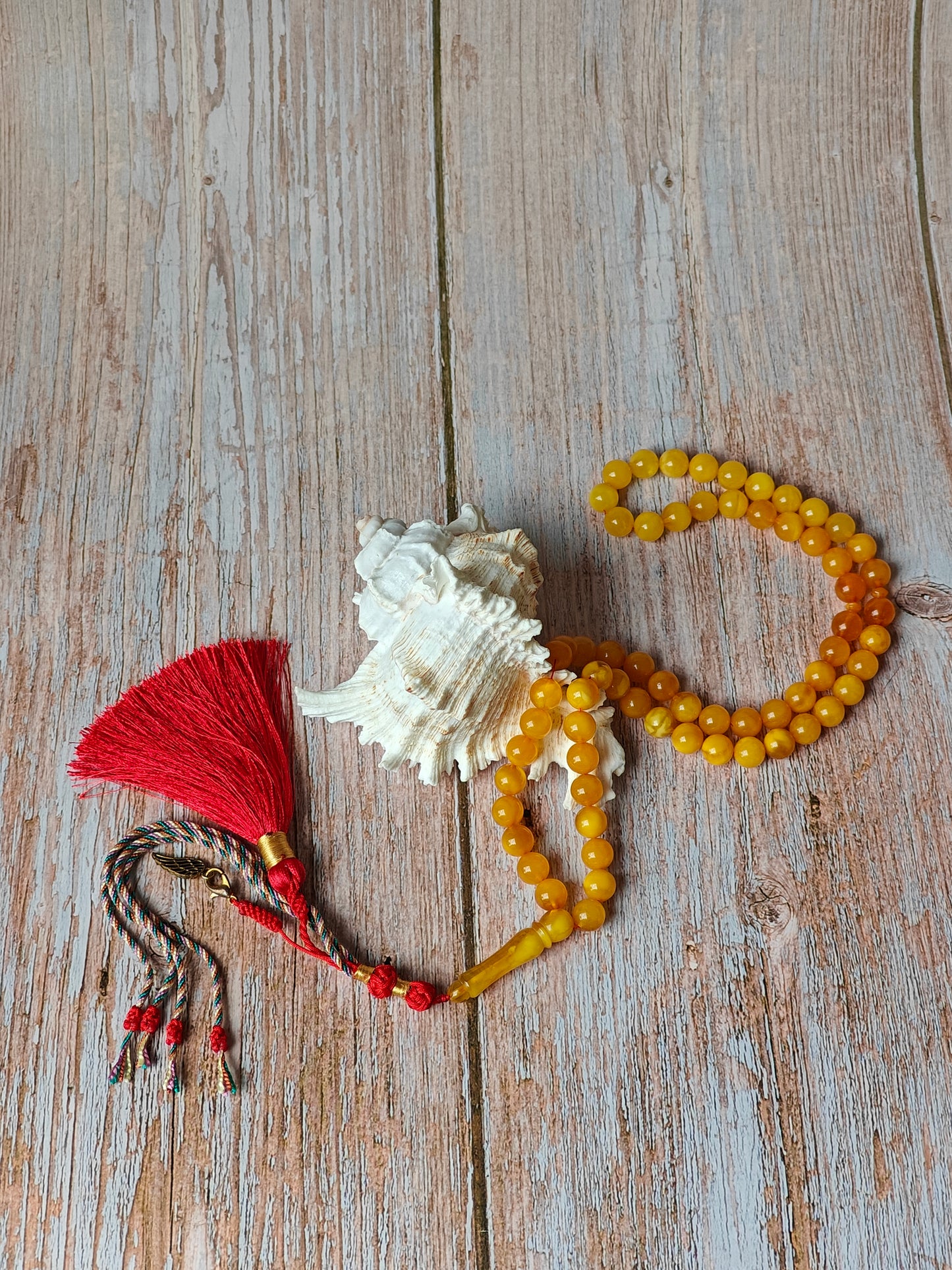 Aged Multicolor Natural Amber Pocket Size Tasbih 66 Beads