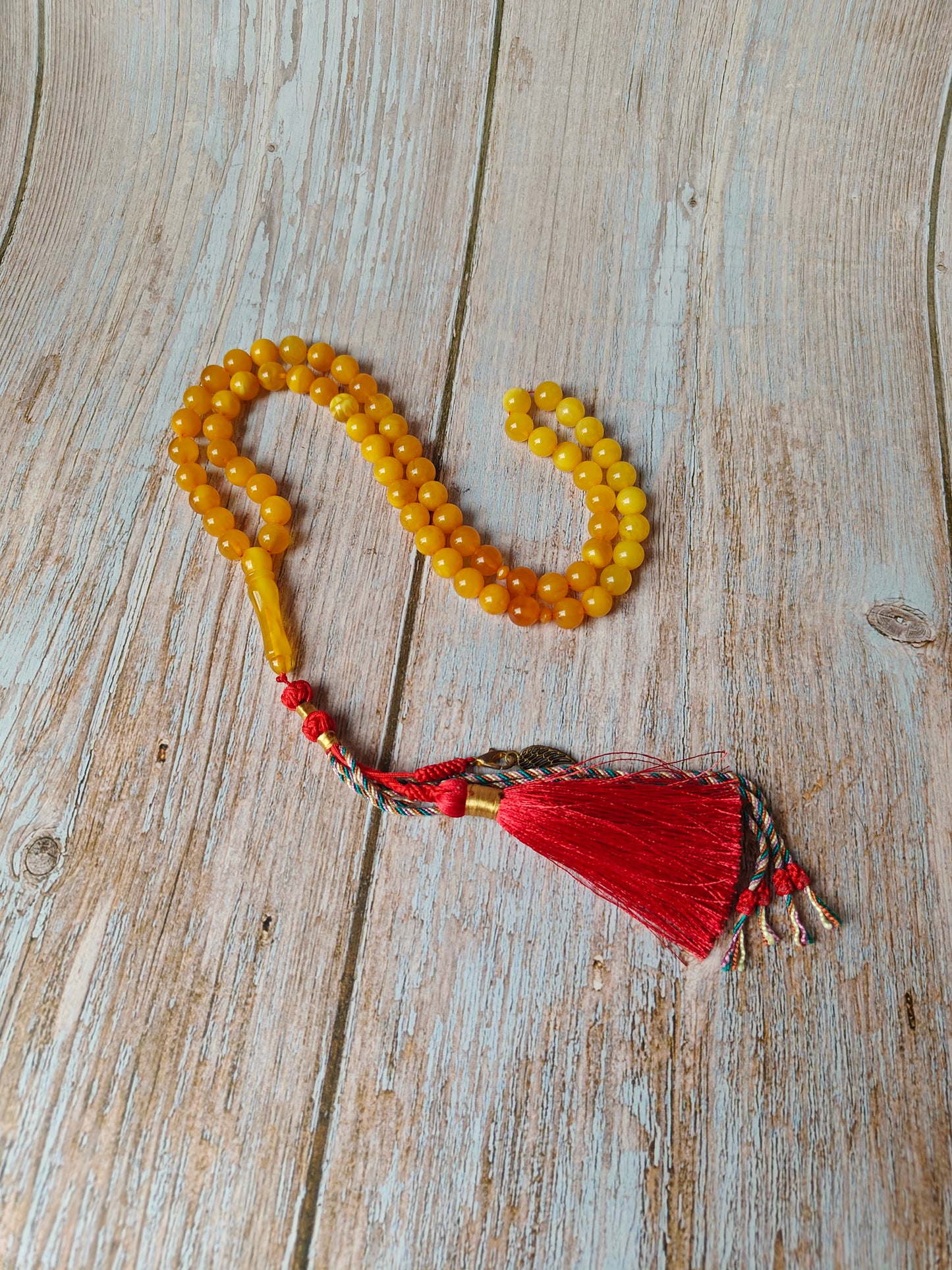 Aged Multicolor Natural Amber Pocket Size Tasbih 66 Beads