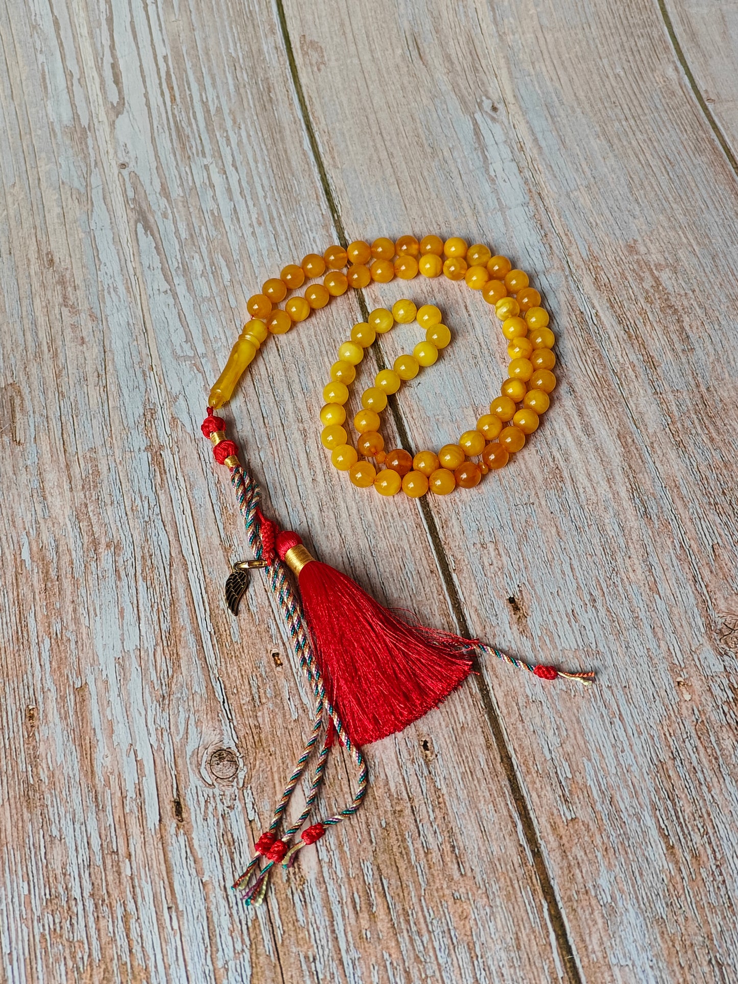 Aged Multicolor Natural Amber Pocket Size Tasbih 66 Beads