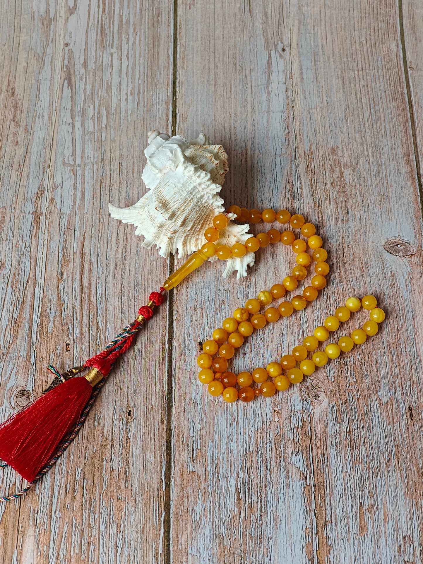 Aged Multicolor Natural Amber Pocket Size Tasbih 66 Beads