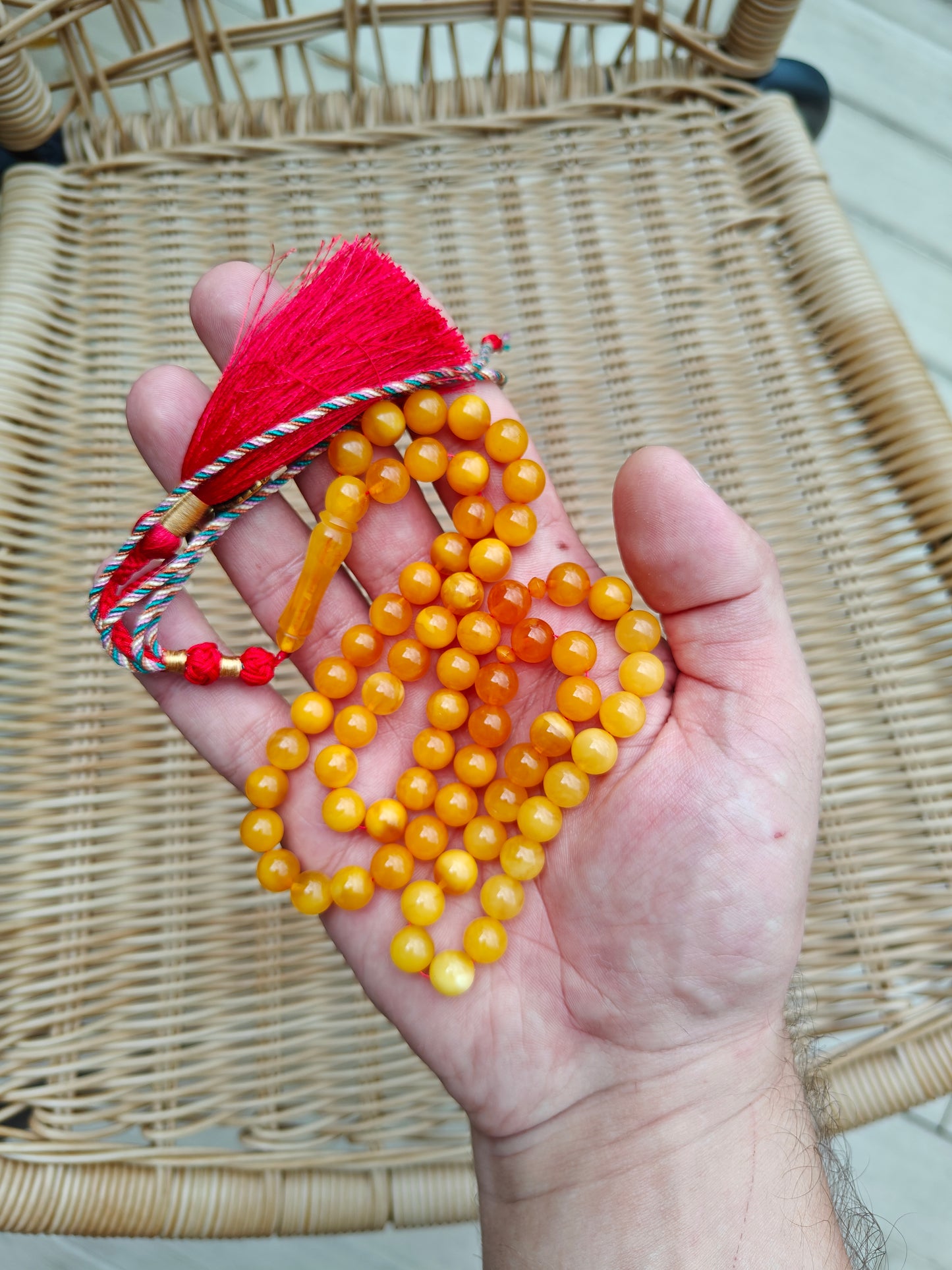 Aged Multicolor Natural Amber Pocket Size Tasbih 66 Beads